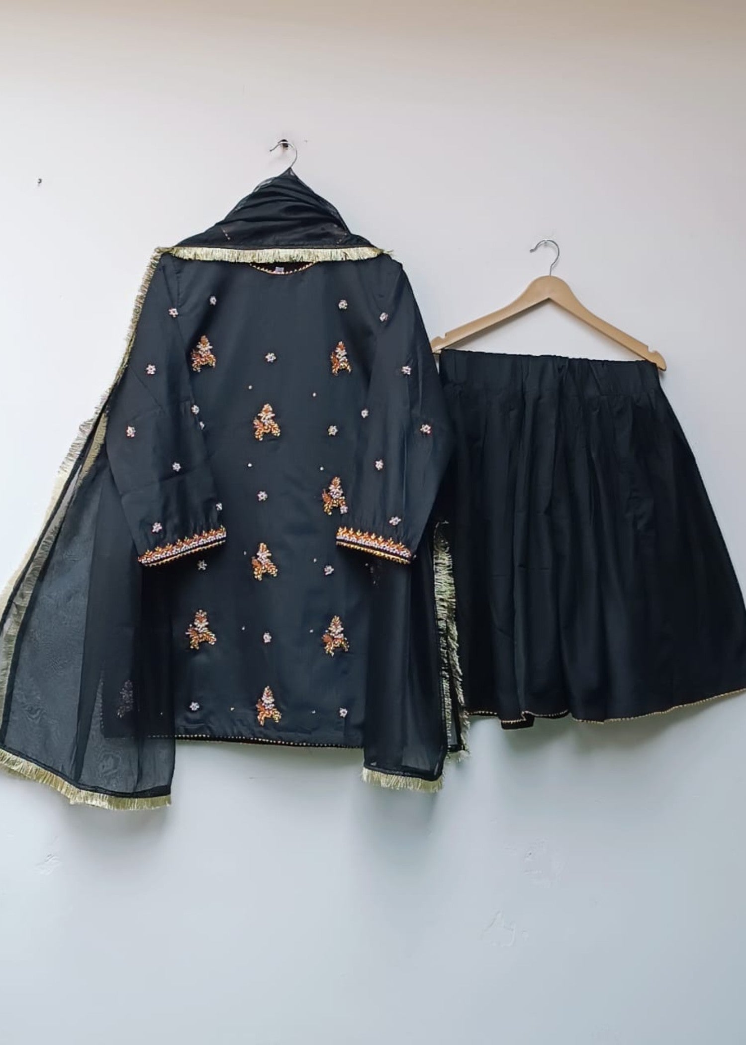 khaddi net Gharara in Black