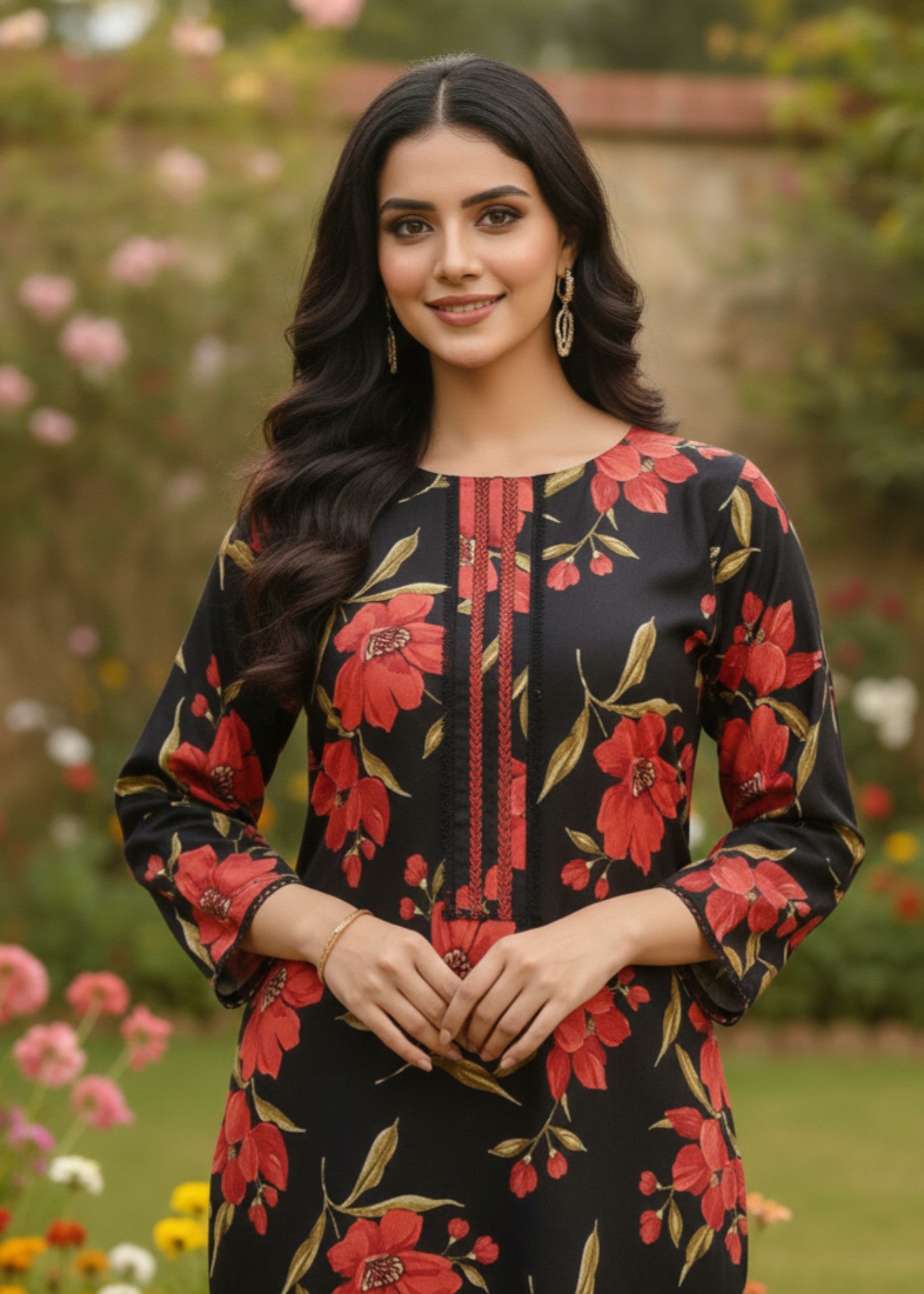 polyester crepe Co Ord Sets in Black, red