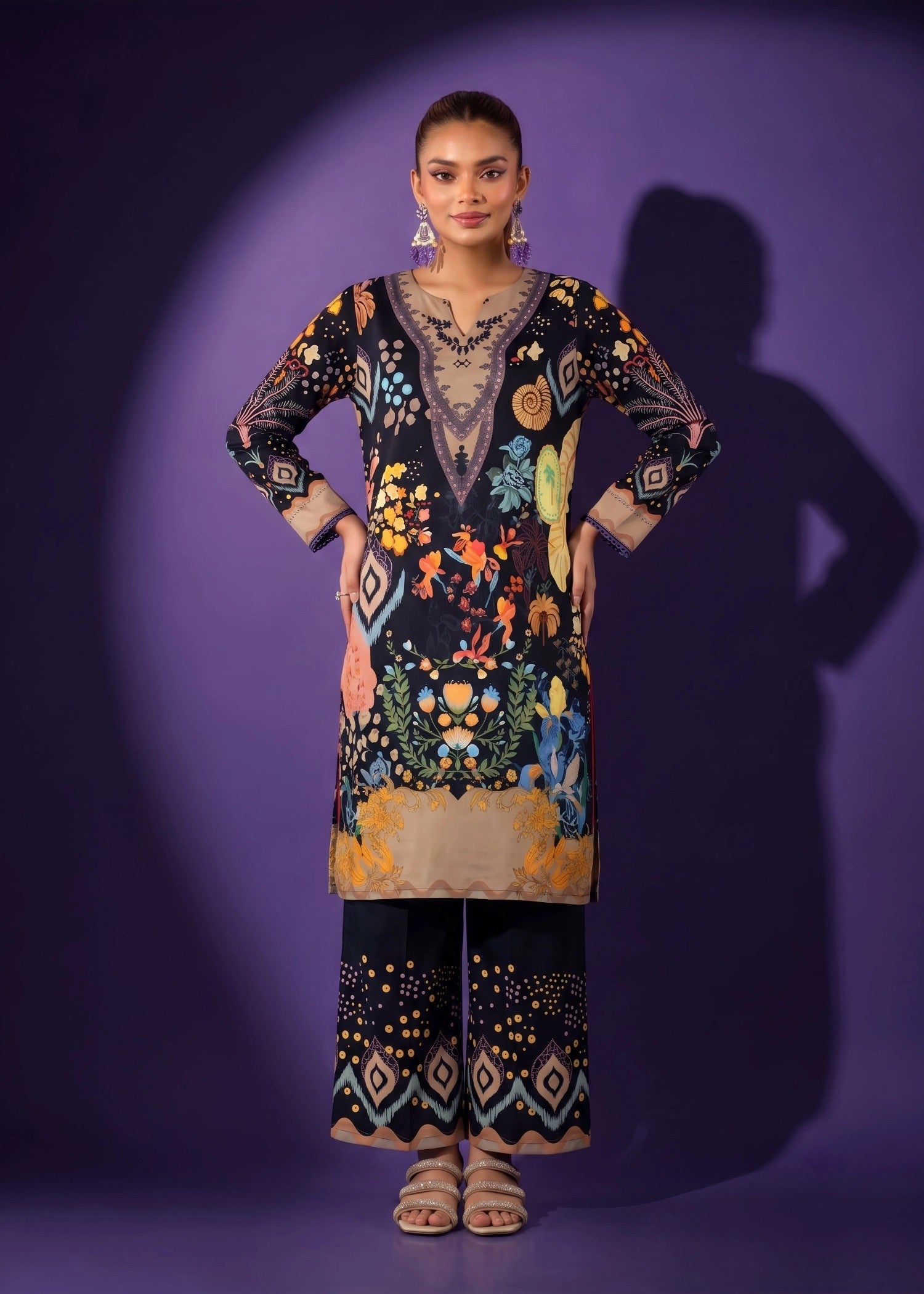 blended grip silk Co Ord Sets in Black