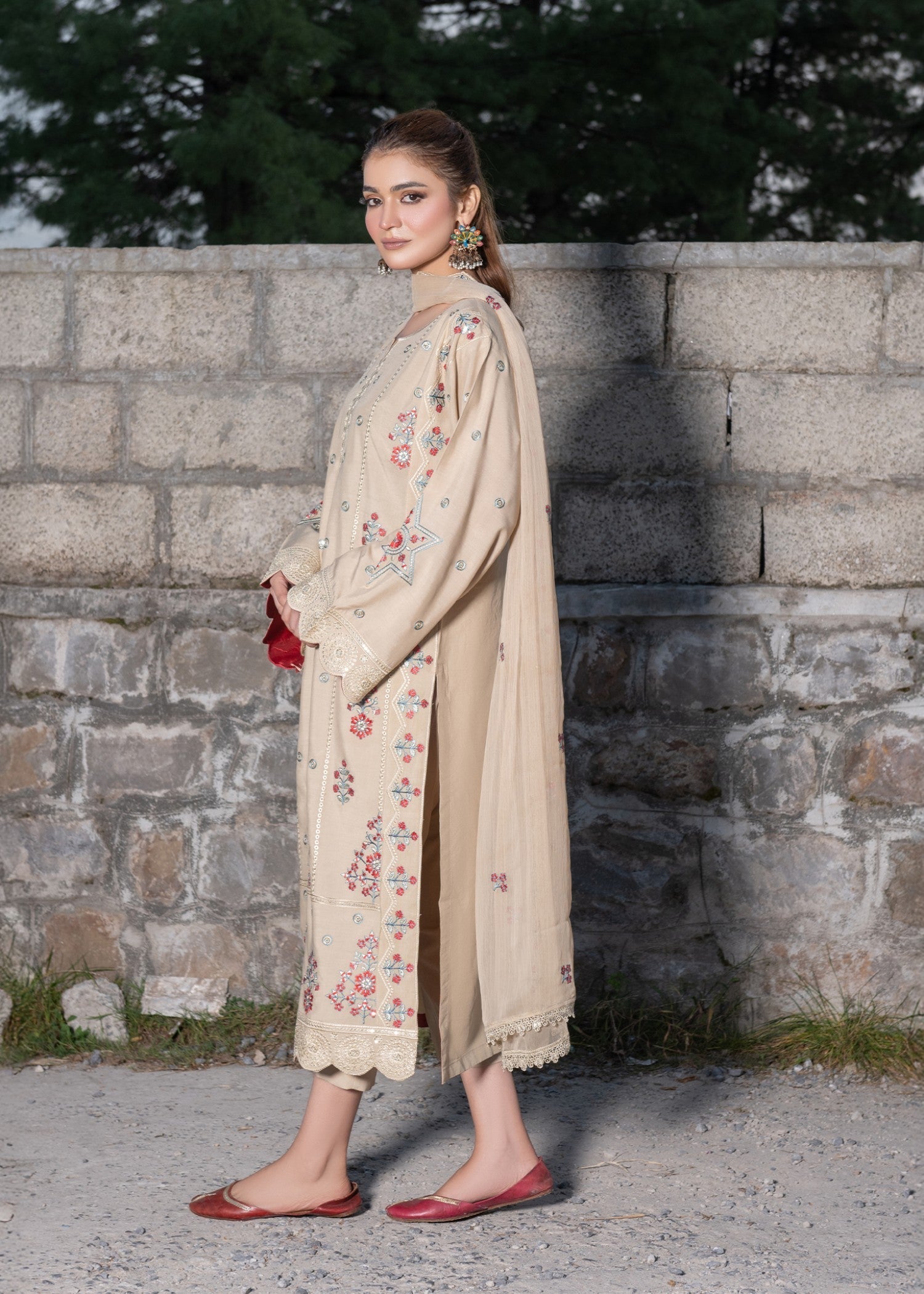 viscose Kurta Set in Beige