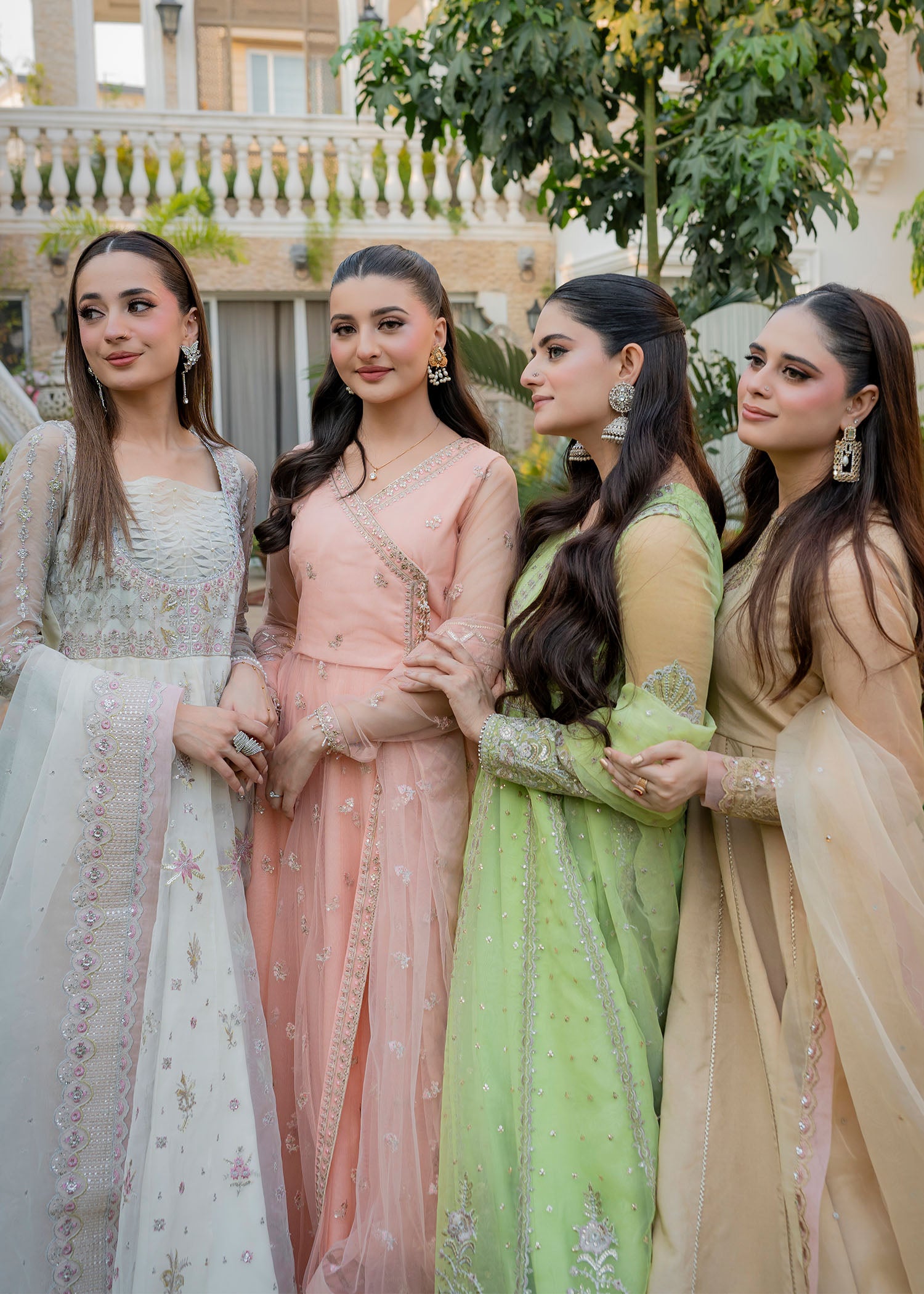 organza Pishwas in White