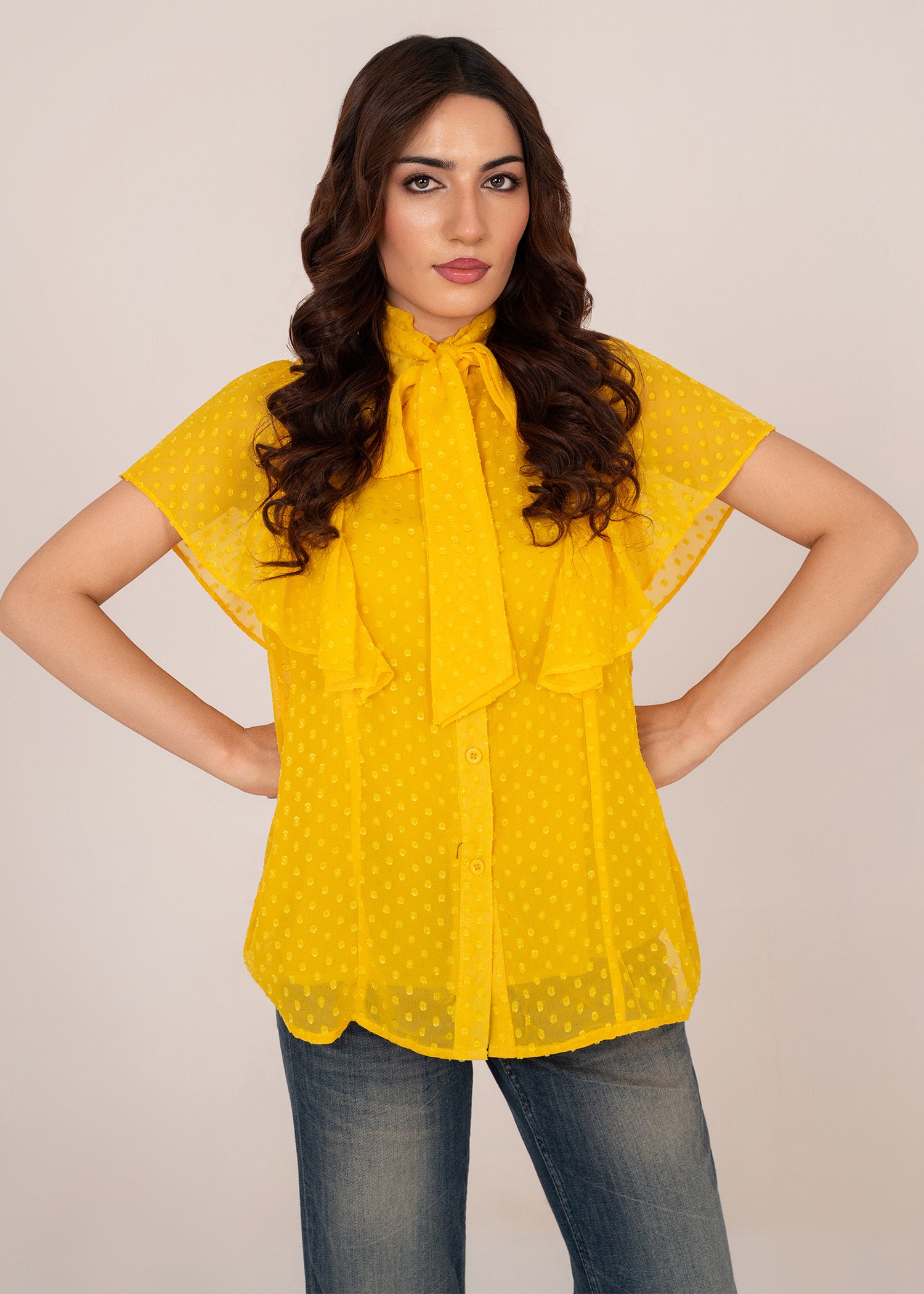 crepe Top in Mustard