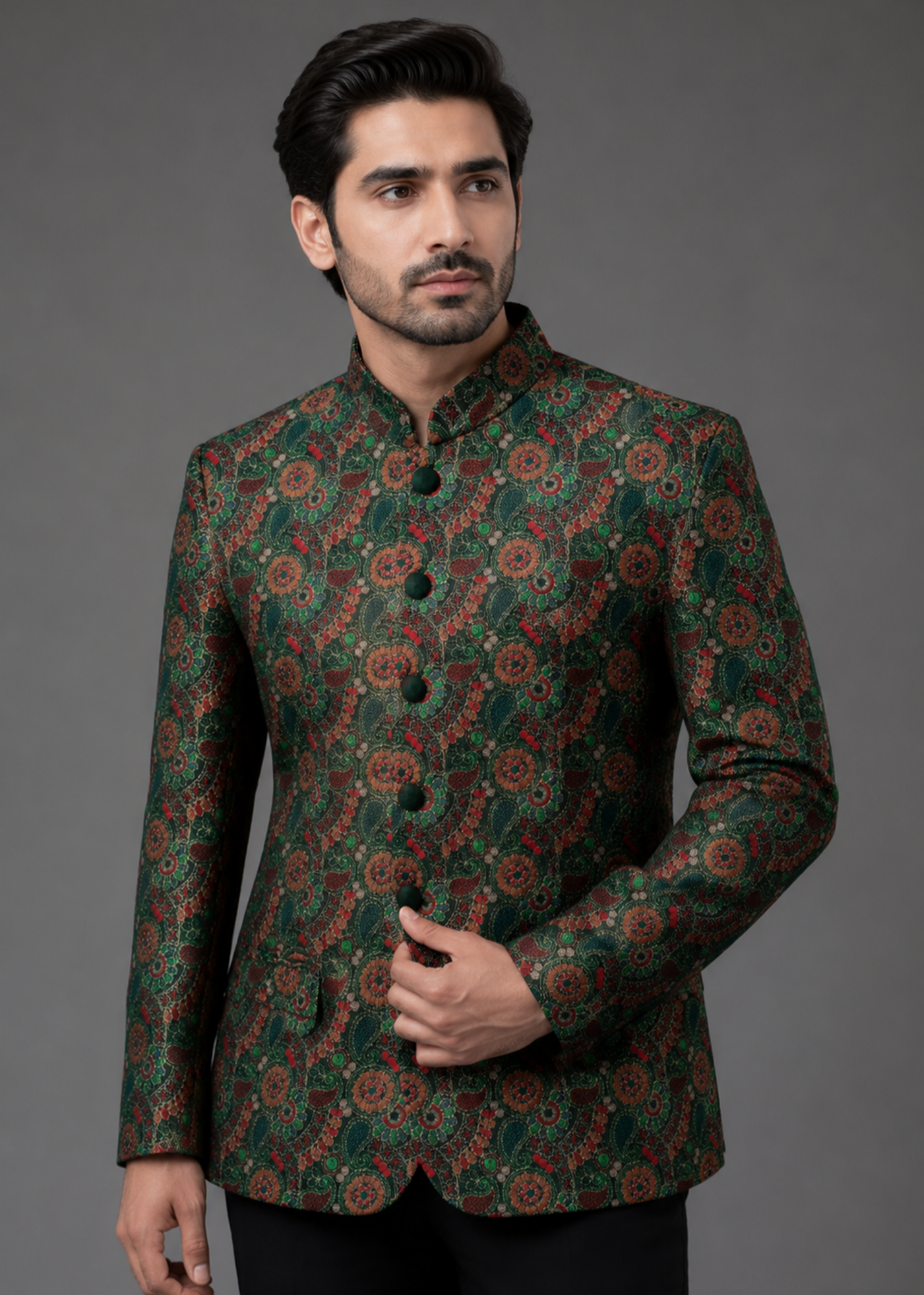 velvet Prince Coat in Green
