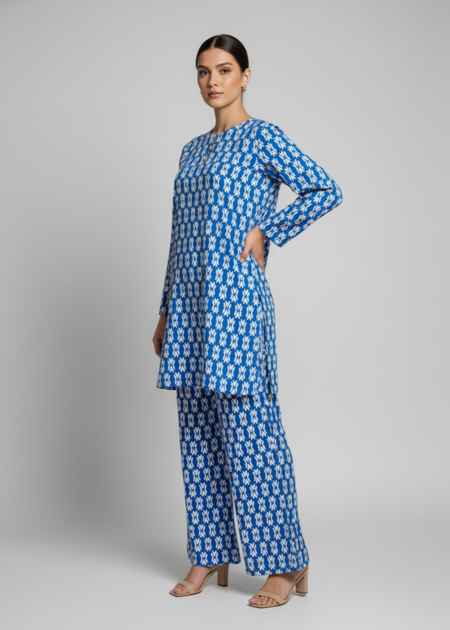 khaddar Co Ord Sets in Sapphire blue