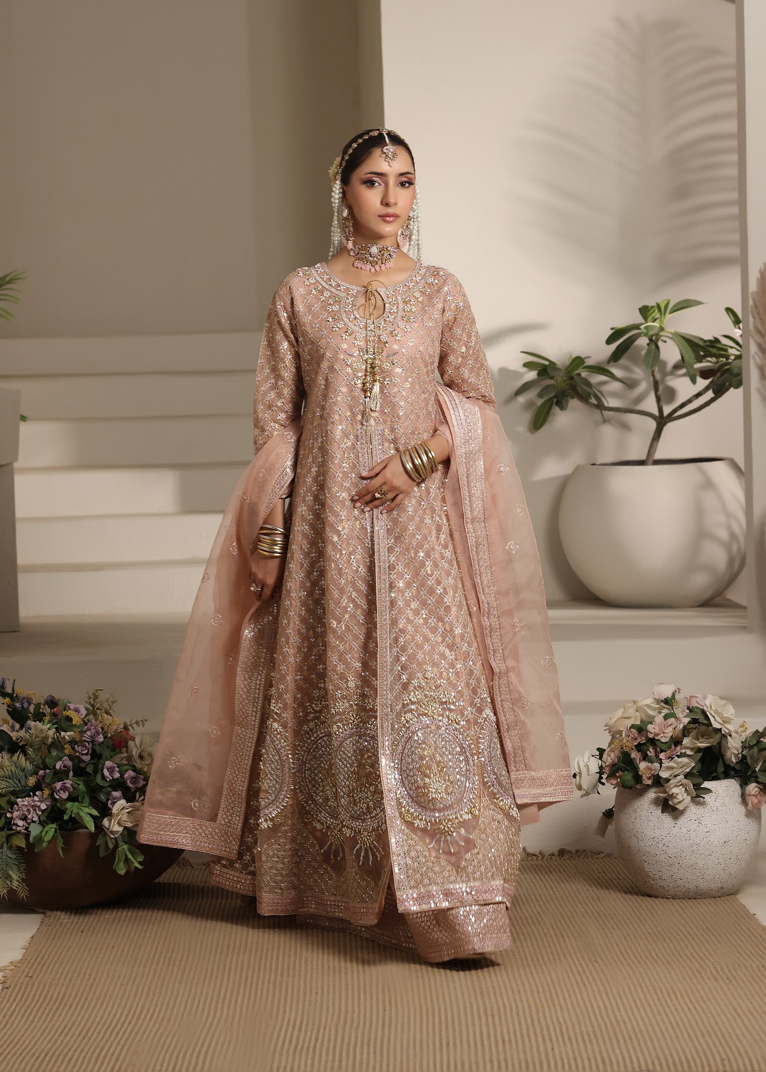organza Maxi in Peach pink