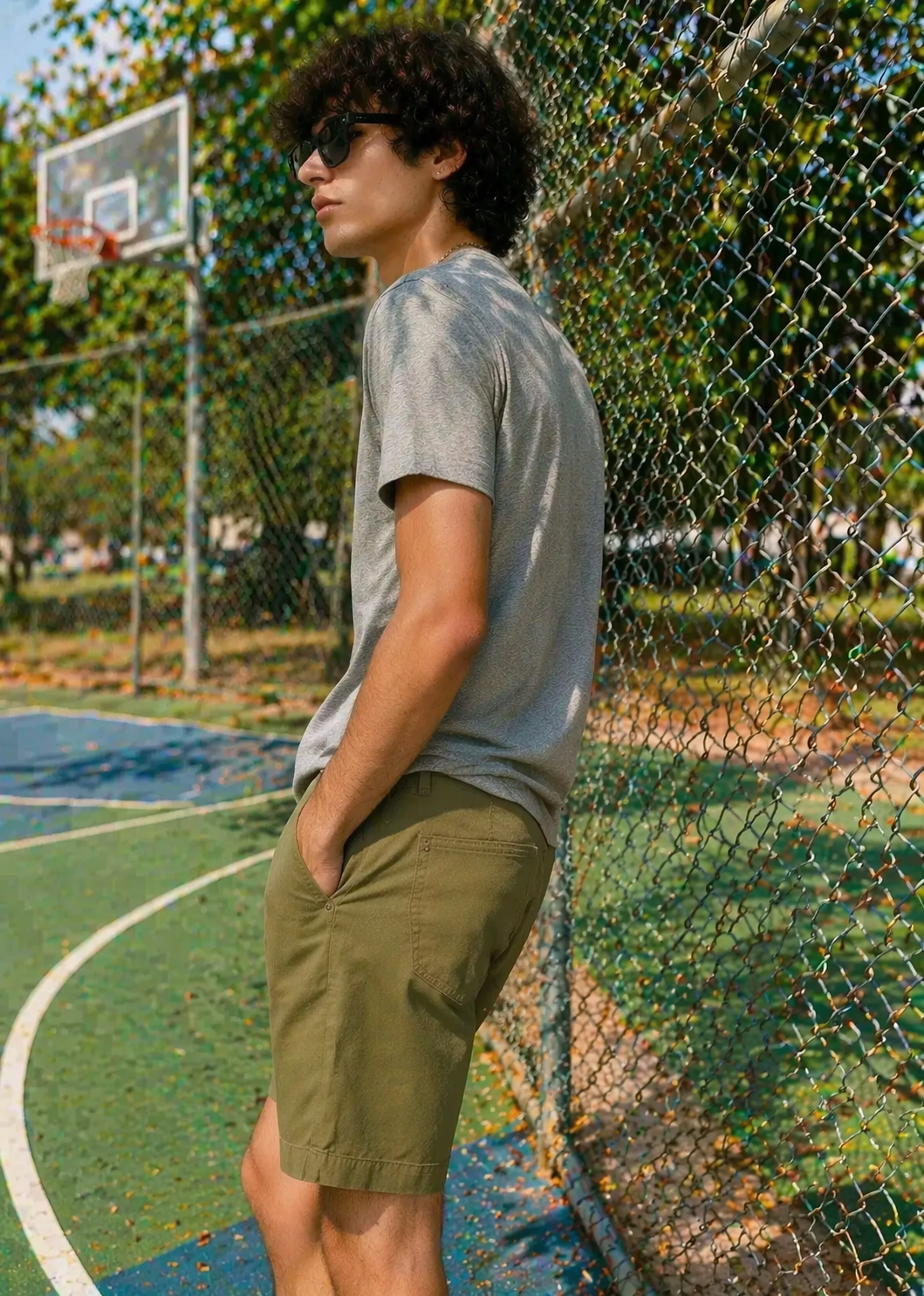 denim Shorts in Olive green
