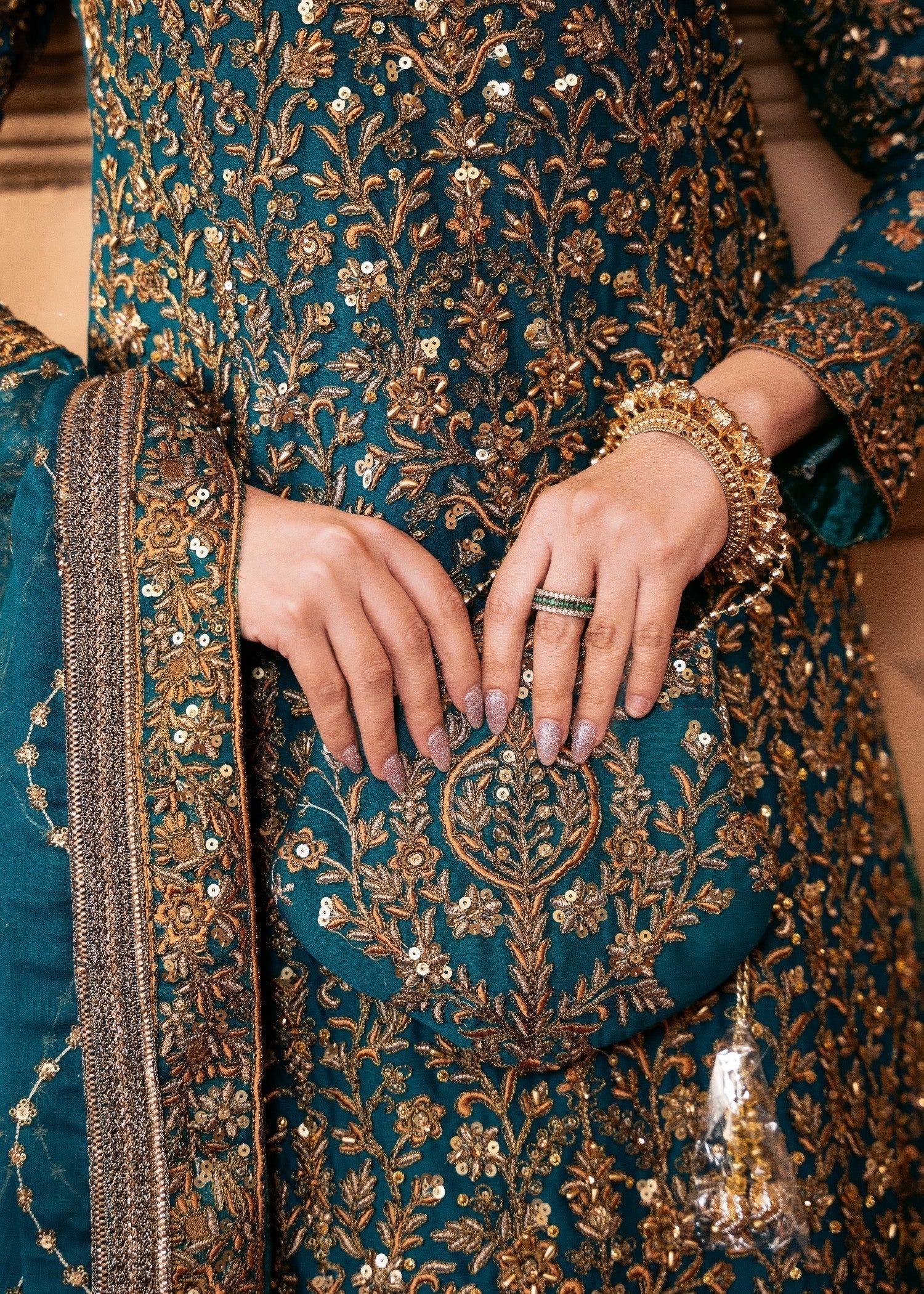 chiffon Lehenga in Teal