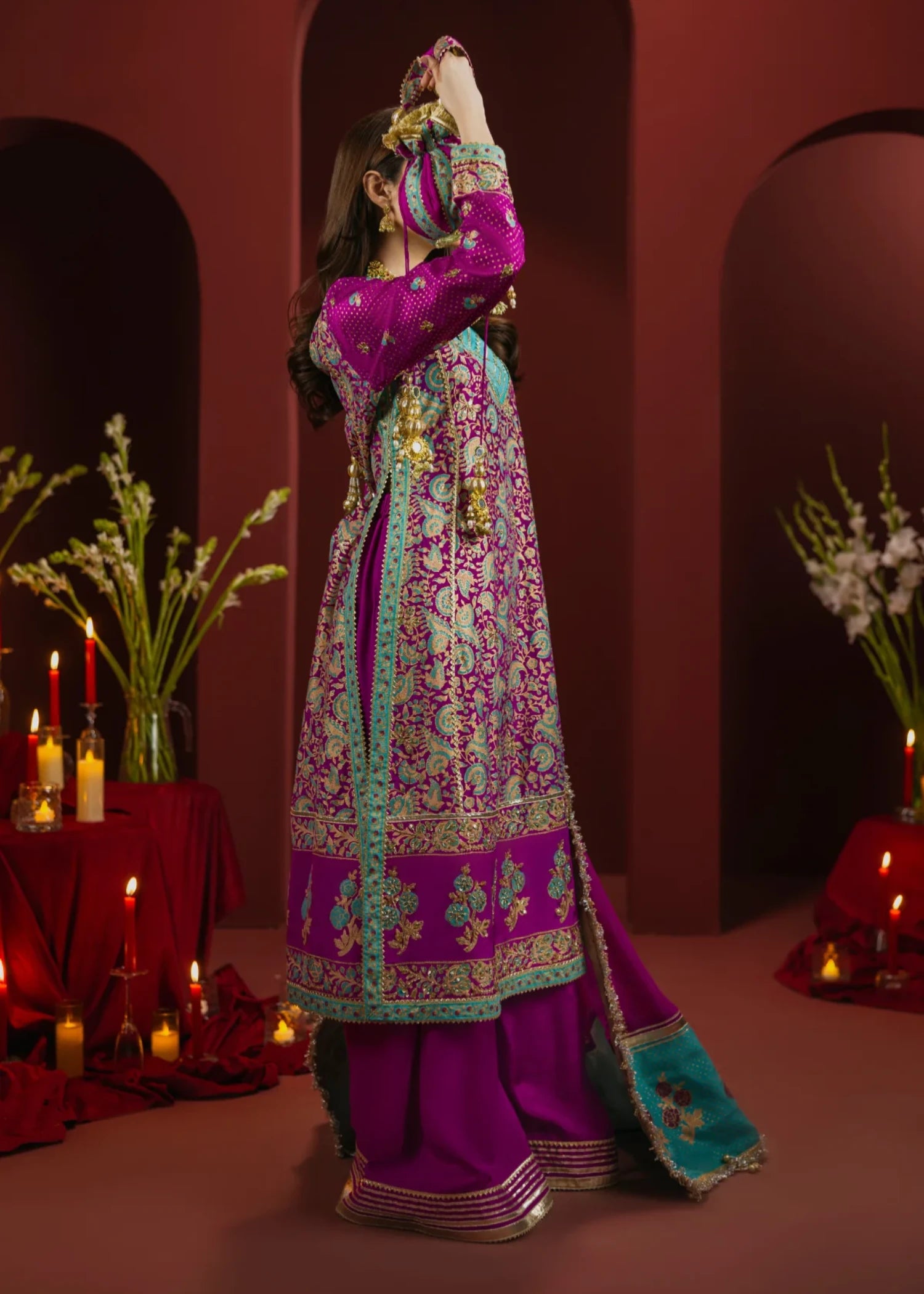 raw silk Unstitched in Magenta