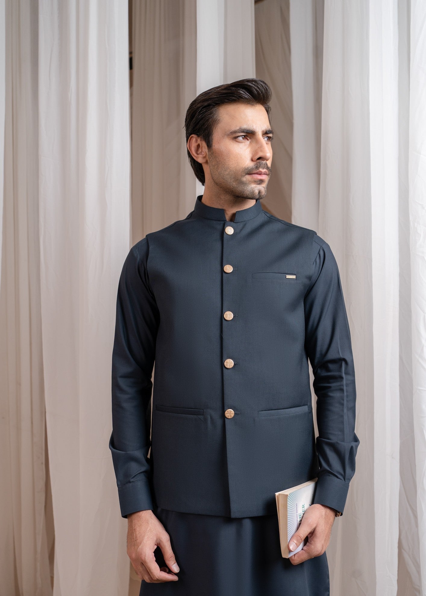 wash & wear Waistcoat in Charcoal - view 6