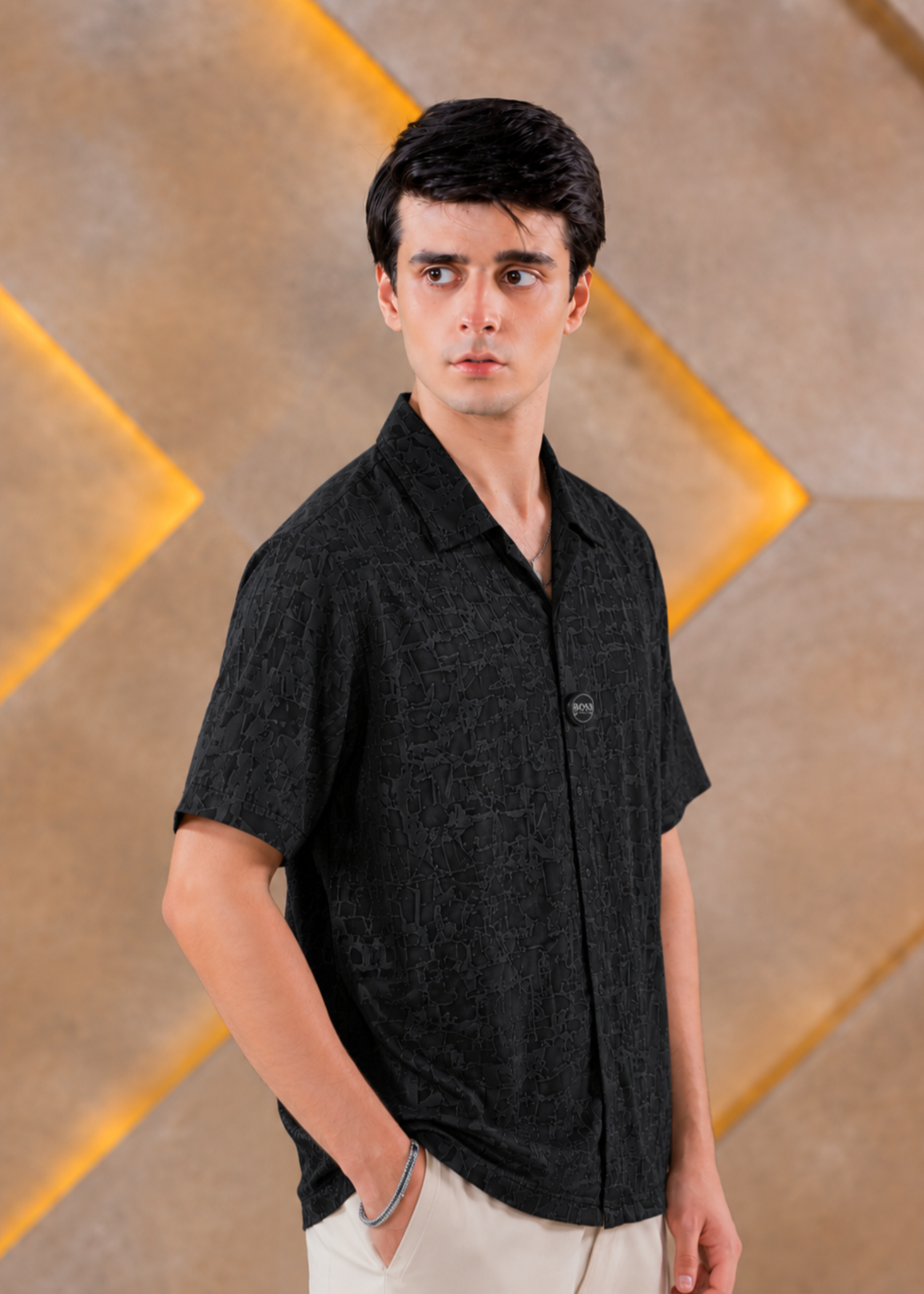 cotton Casual Shirt in Jet black