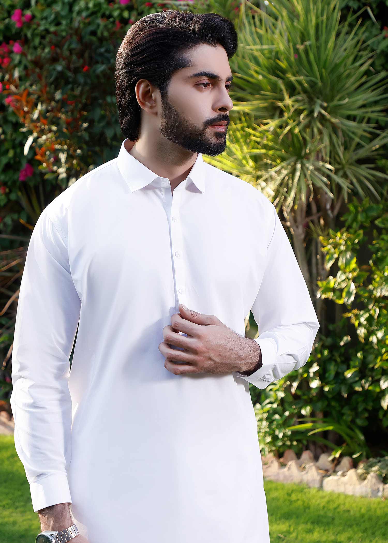 wash & wear Shalwar Kameez in White by The Great Masters (TGM)