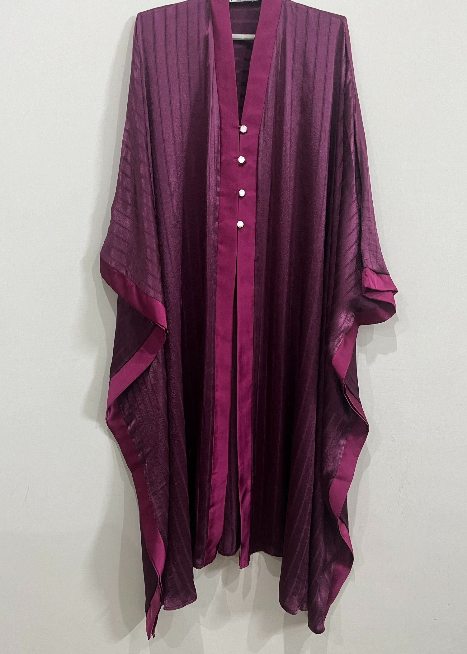 poly silk Abaya in Plum purple