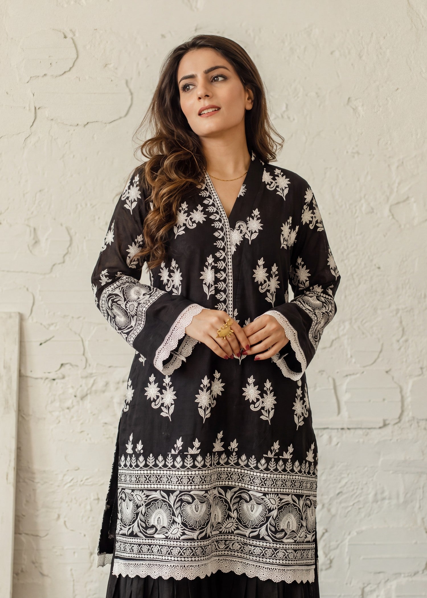 lawn Sharara in Black
