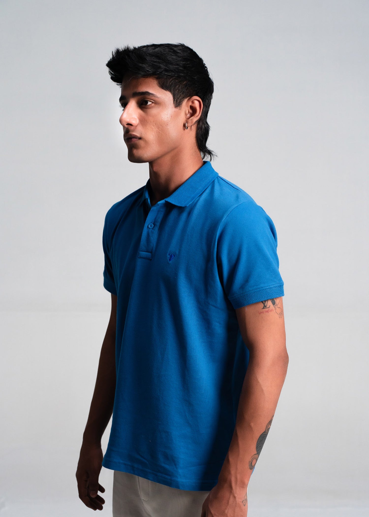 cotton-spandex Polo Shirt in Royal blue