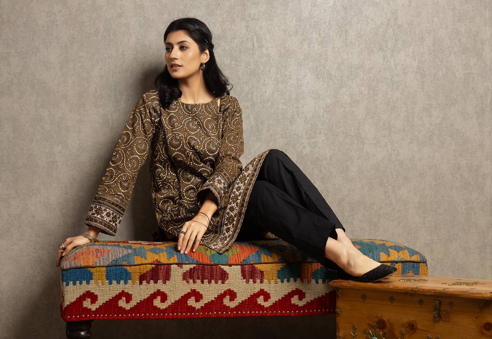 khaddar Kurti in Green