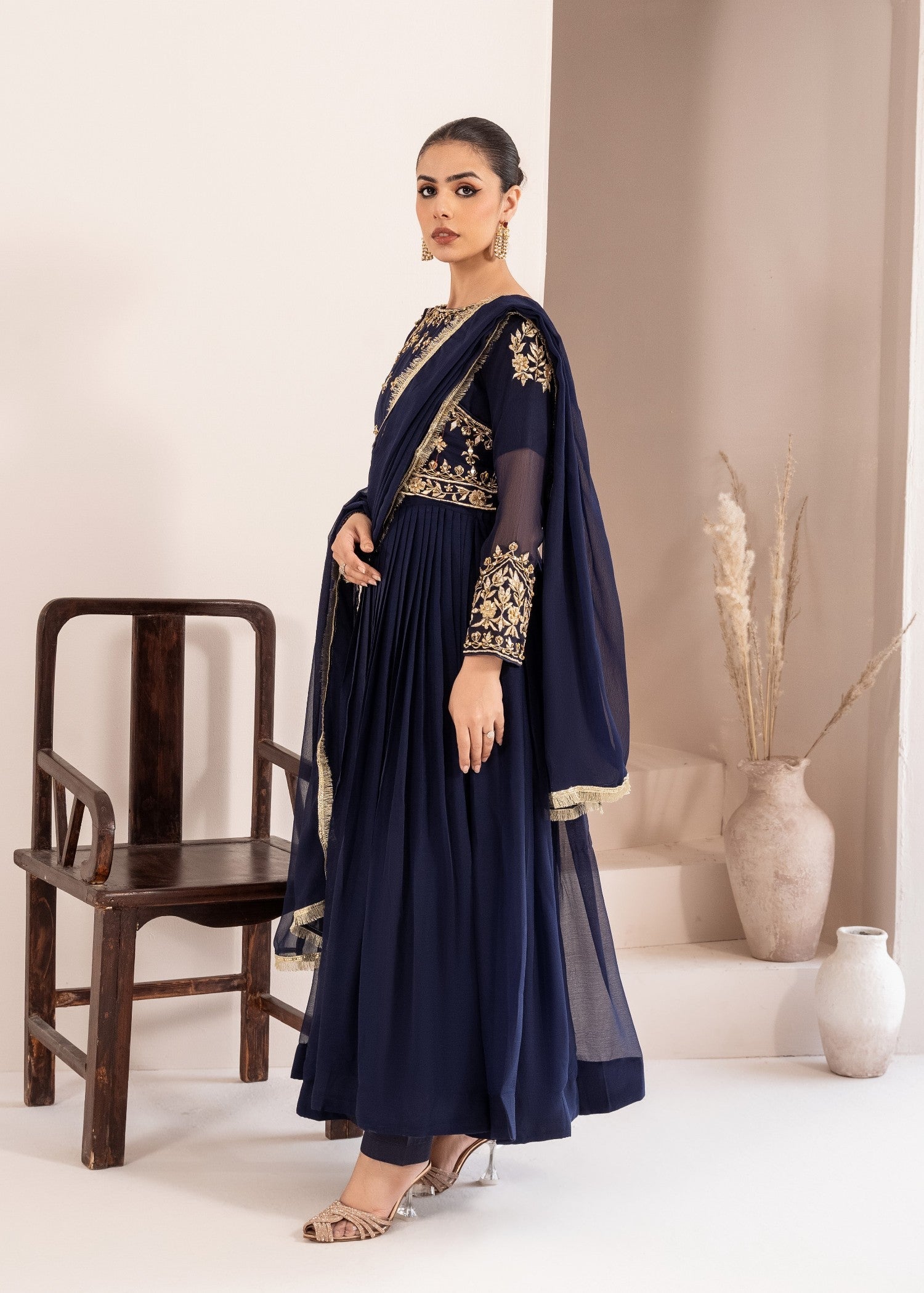 chiffon Maxi in Navy blue