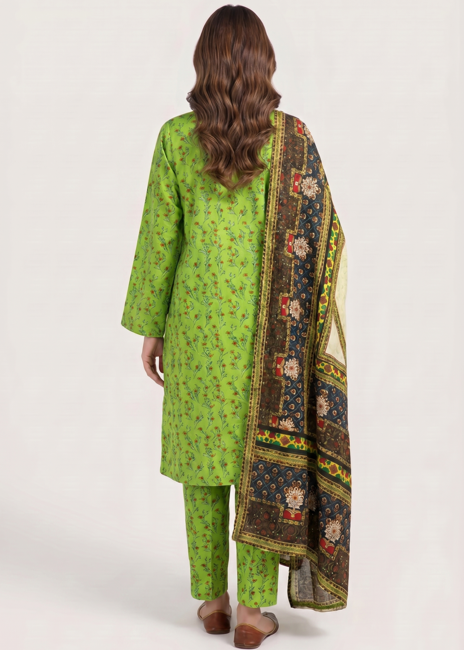 lawn Unstitched in Lime green