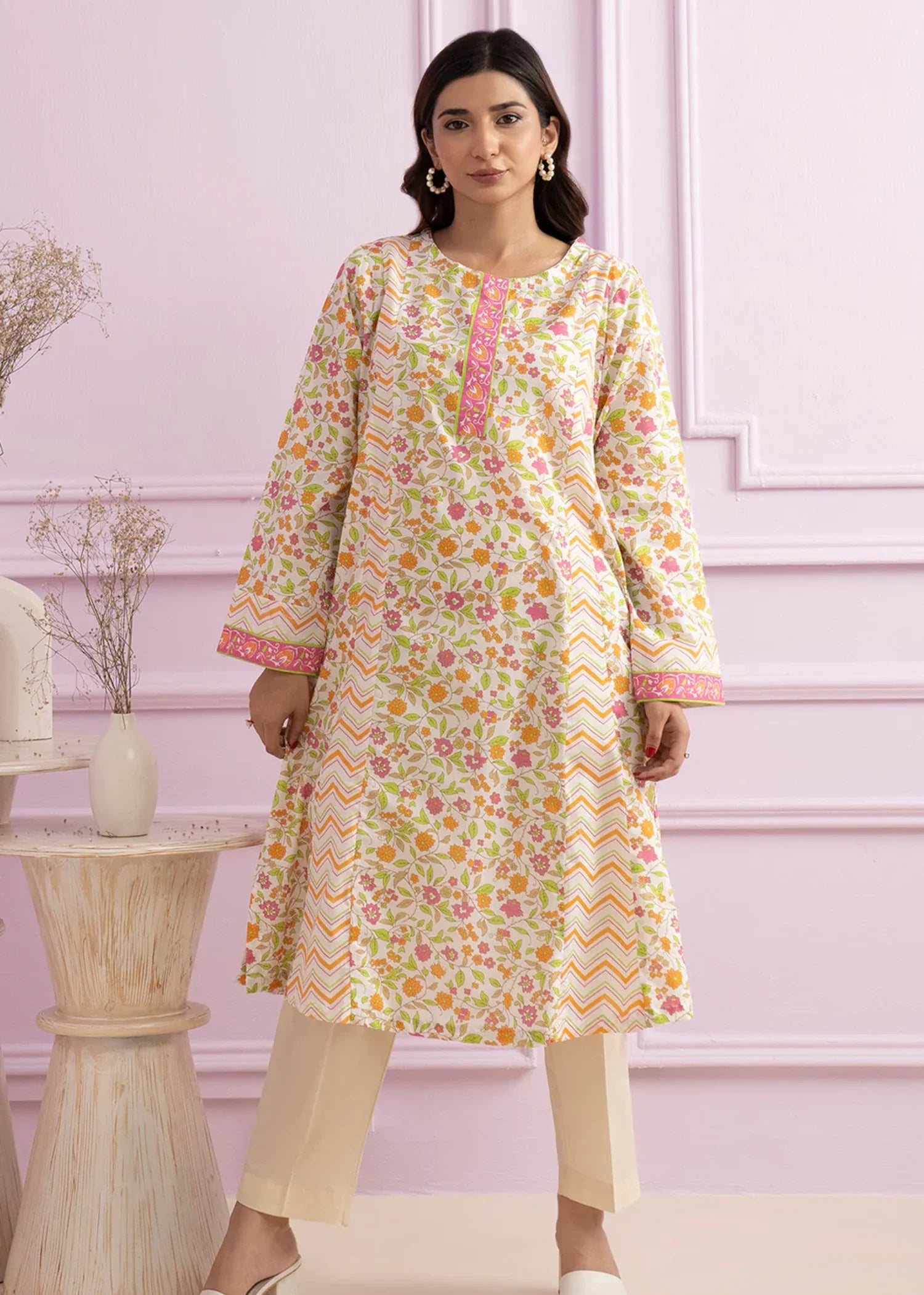 lawn Kurti in Off-white