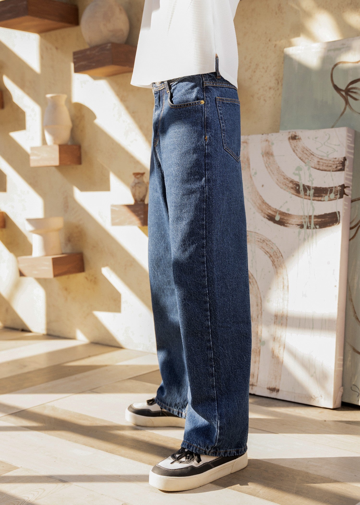 cotton Jeans in Dark blue, navy blue