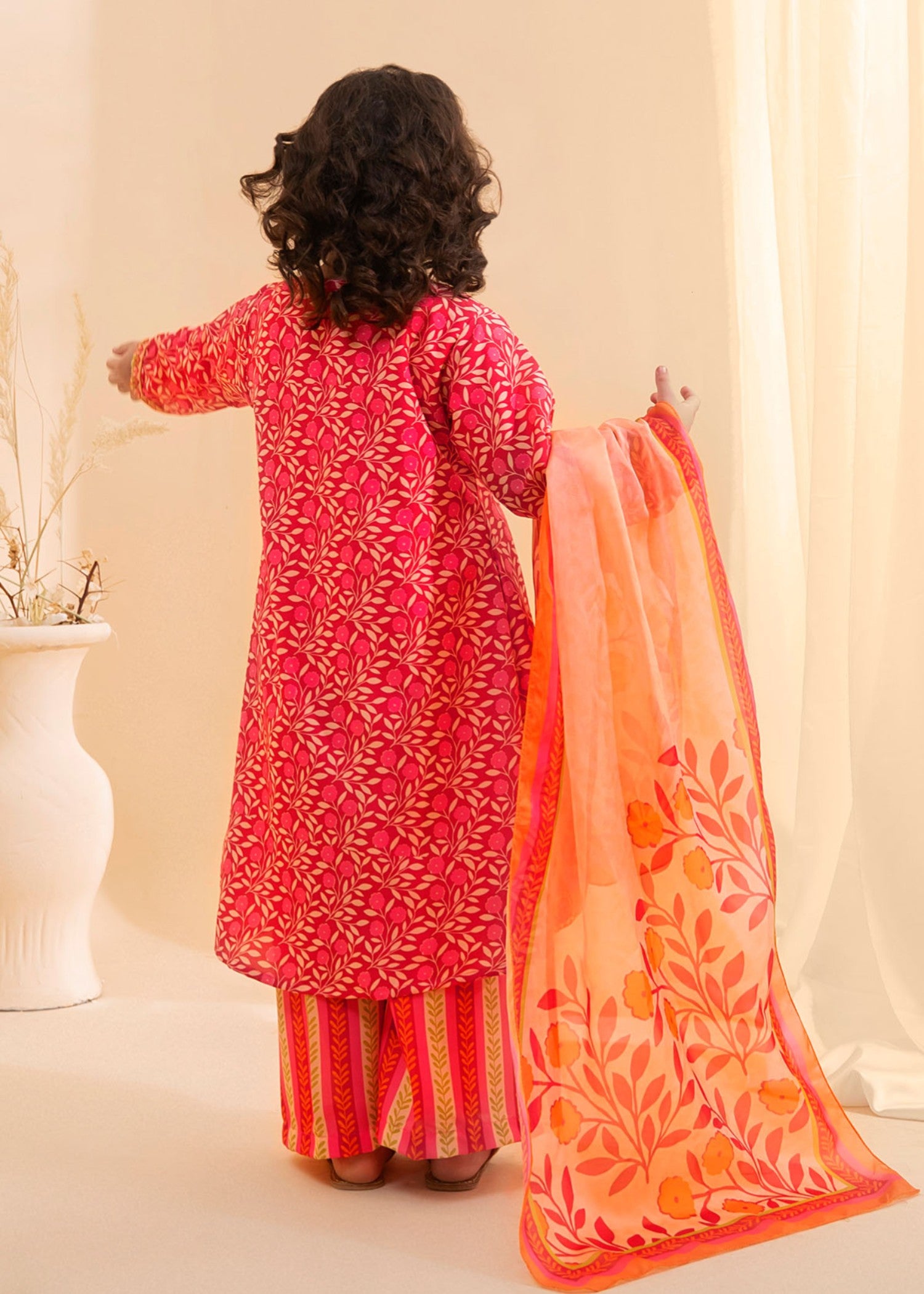 poly lawn Gown in Hot pink