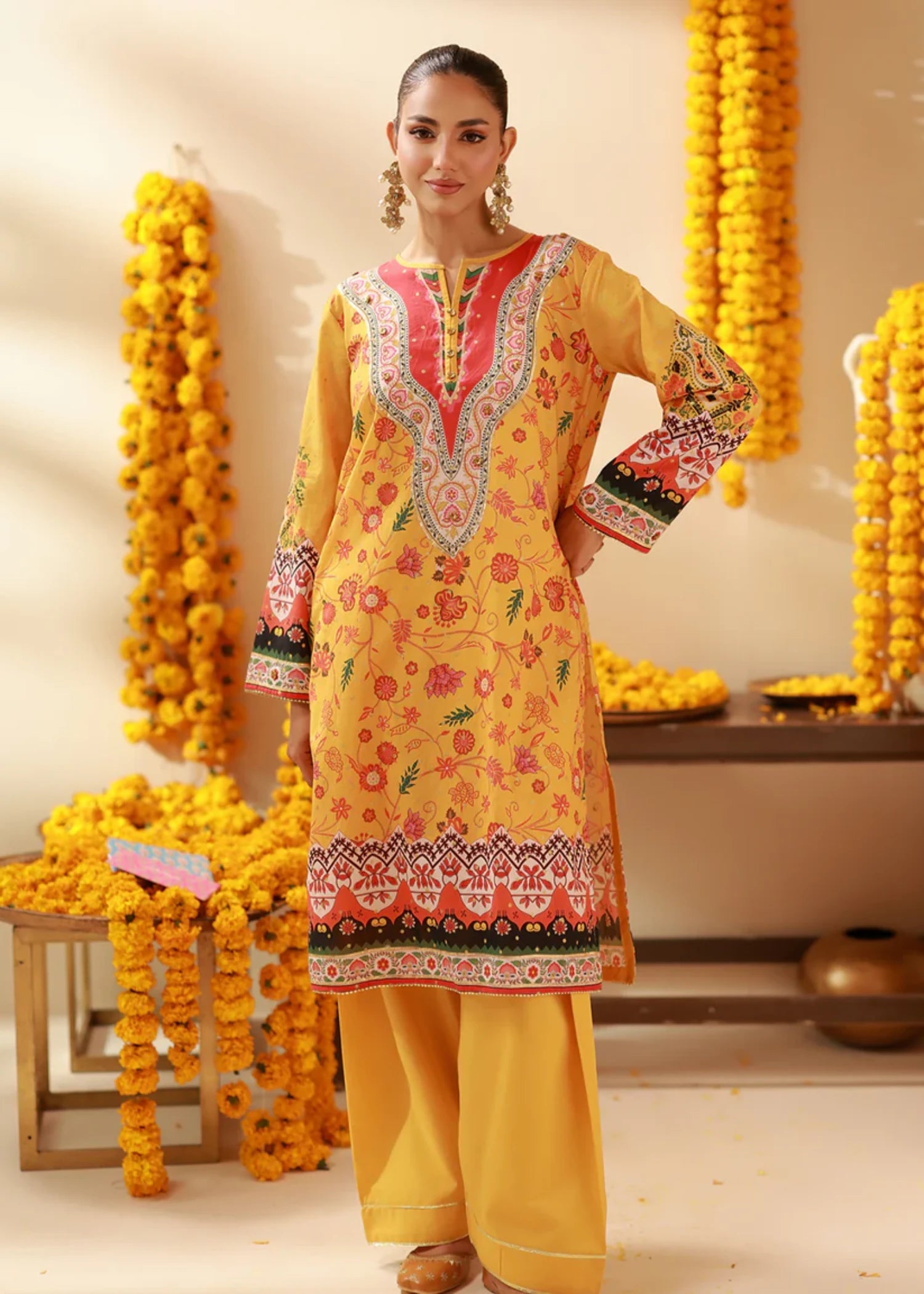 lawn Kurta Set in Mustard