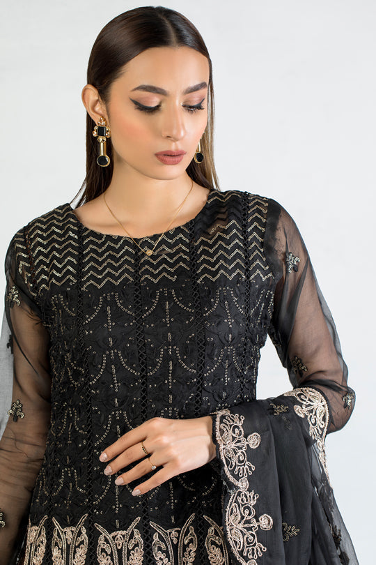 organza Short Frock in Black