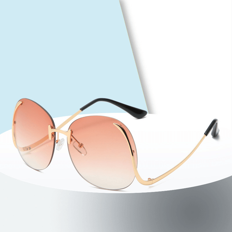 Color Ocean Lens Frameless Bent-Leg Sunglasses