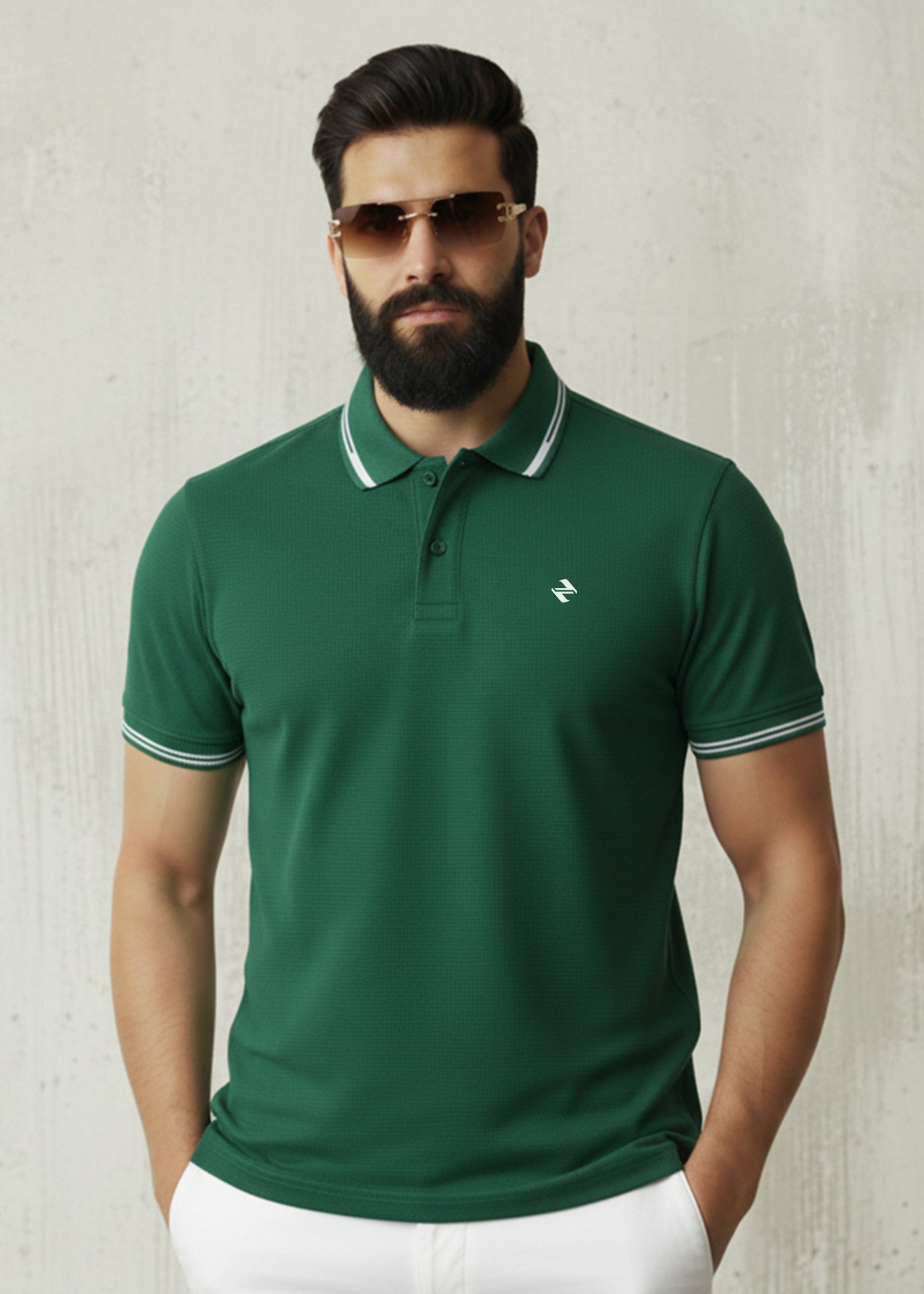 cambric cotton Polo Shirt in Dark green
