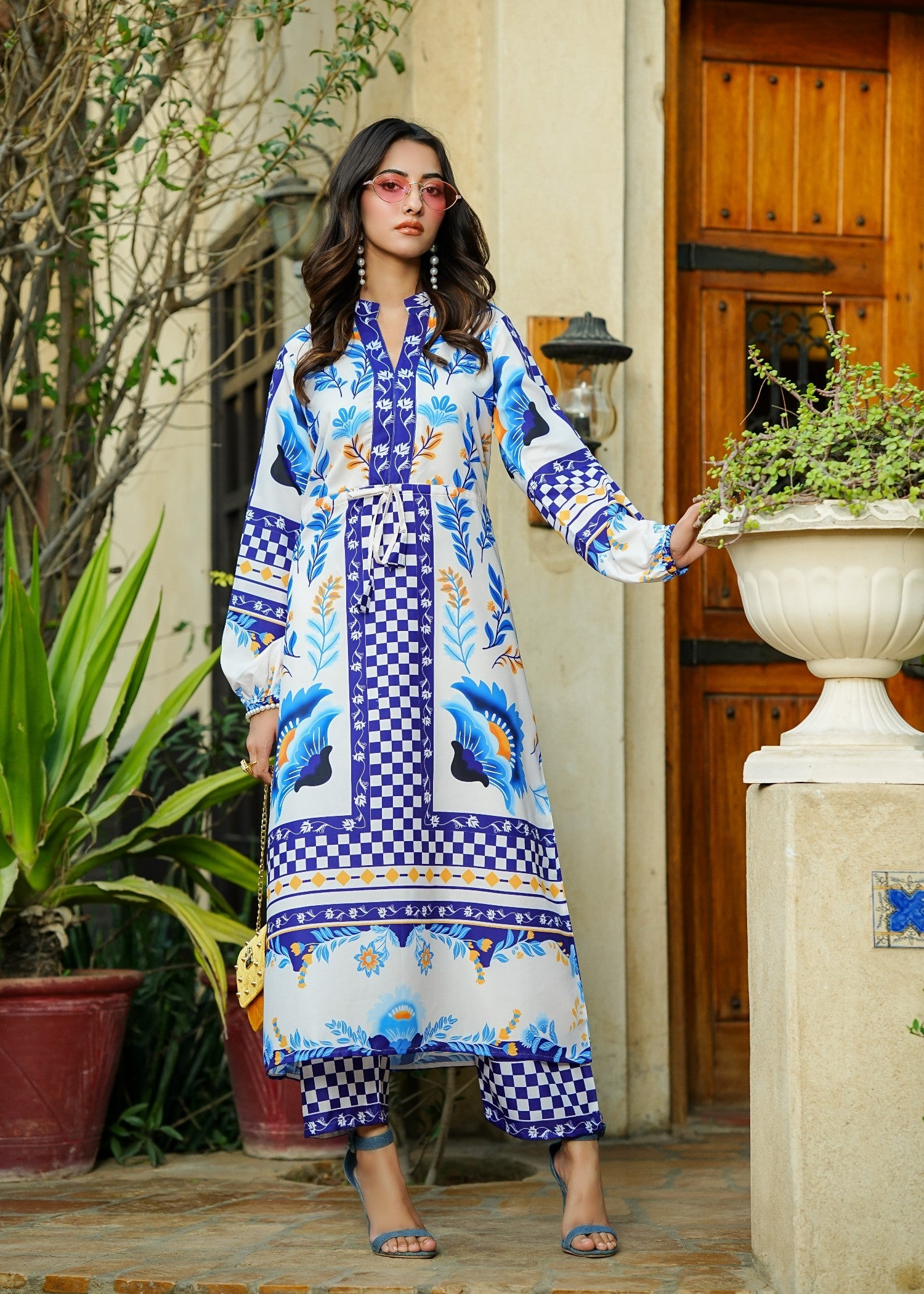 medium silk Kurta Set in White