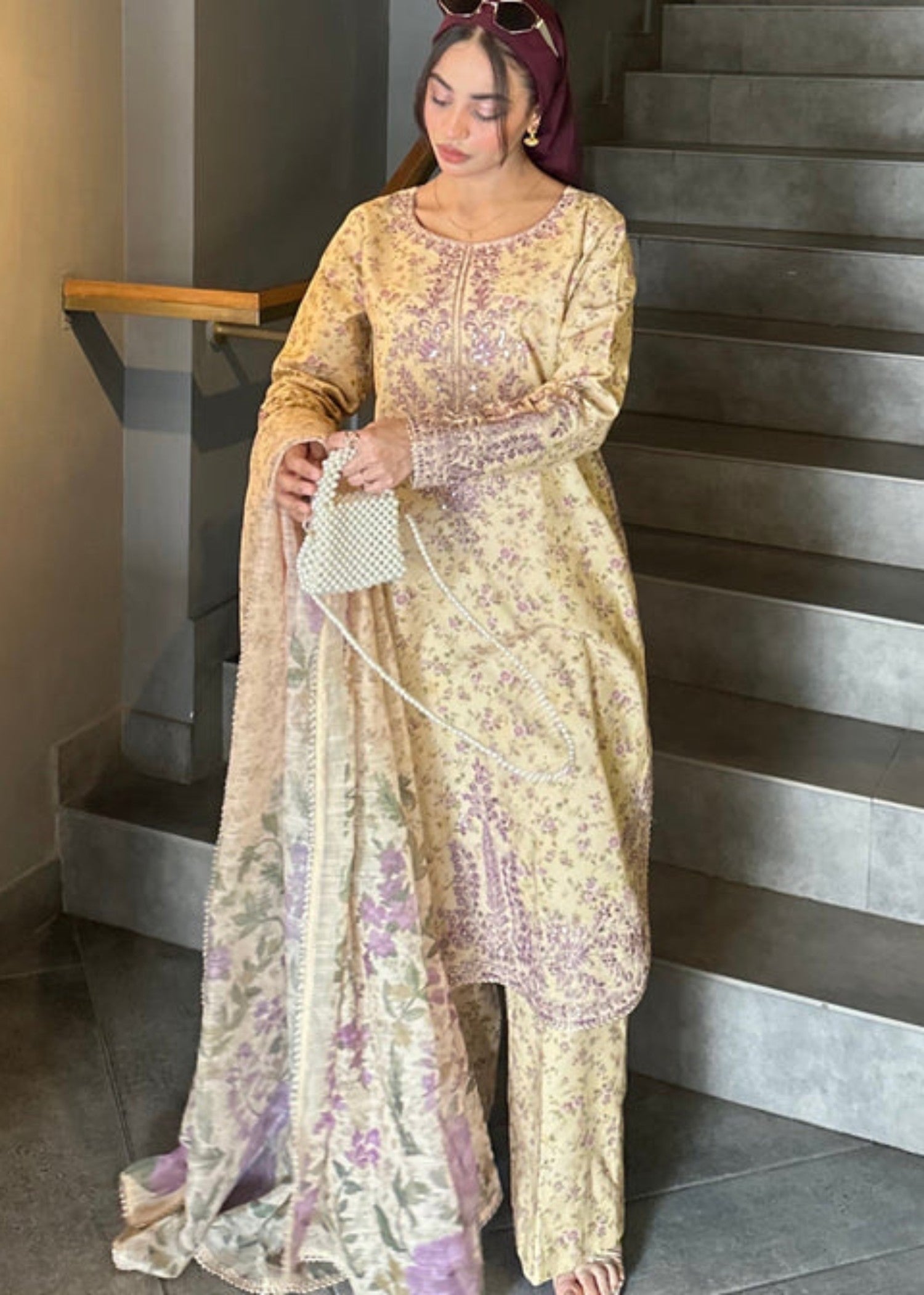 cotton dobby Kurta Set in Yellow