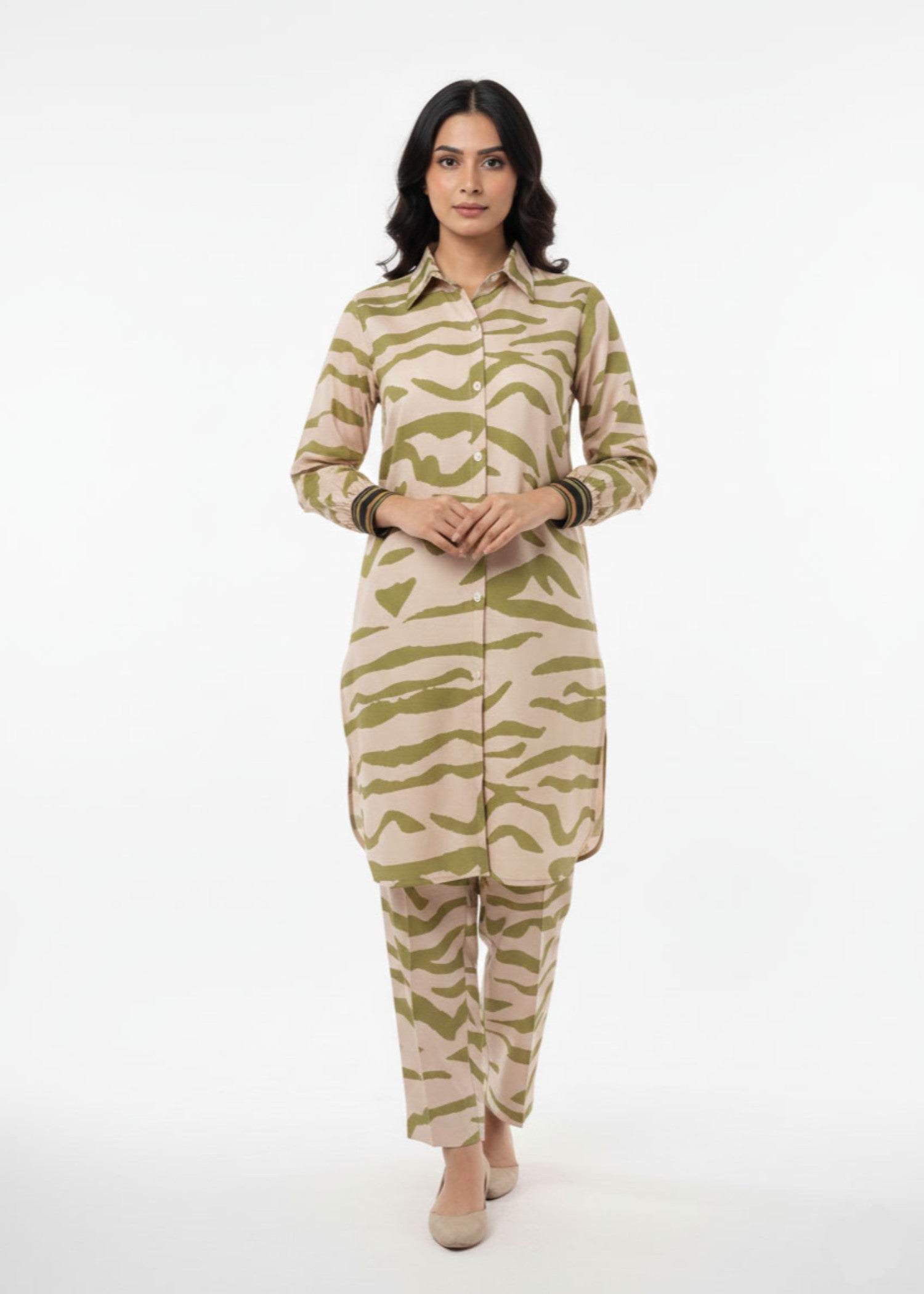 slub linen Co Ord Sets in Beige