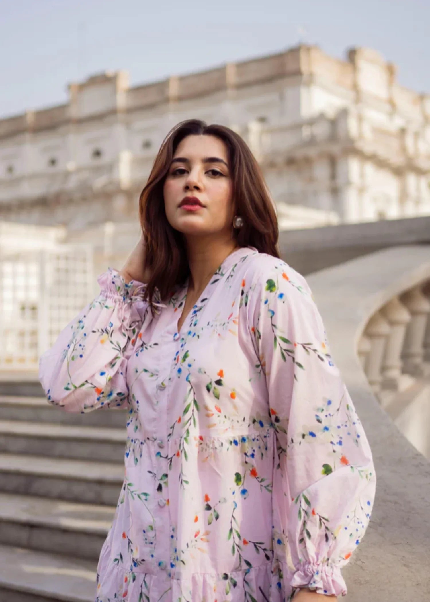 lawn cotton Maxi in Light pink