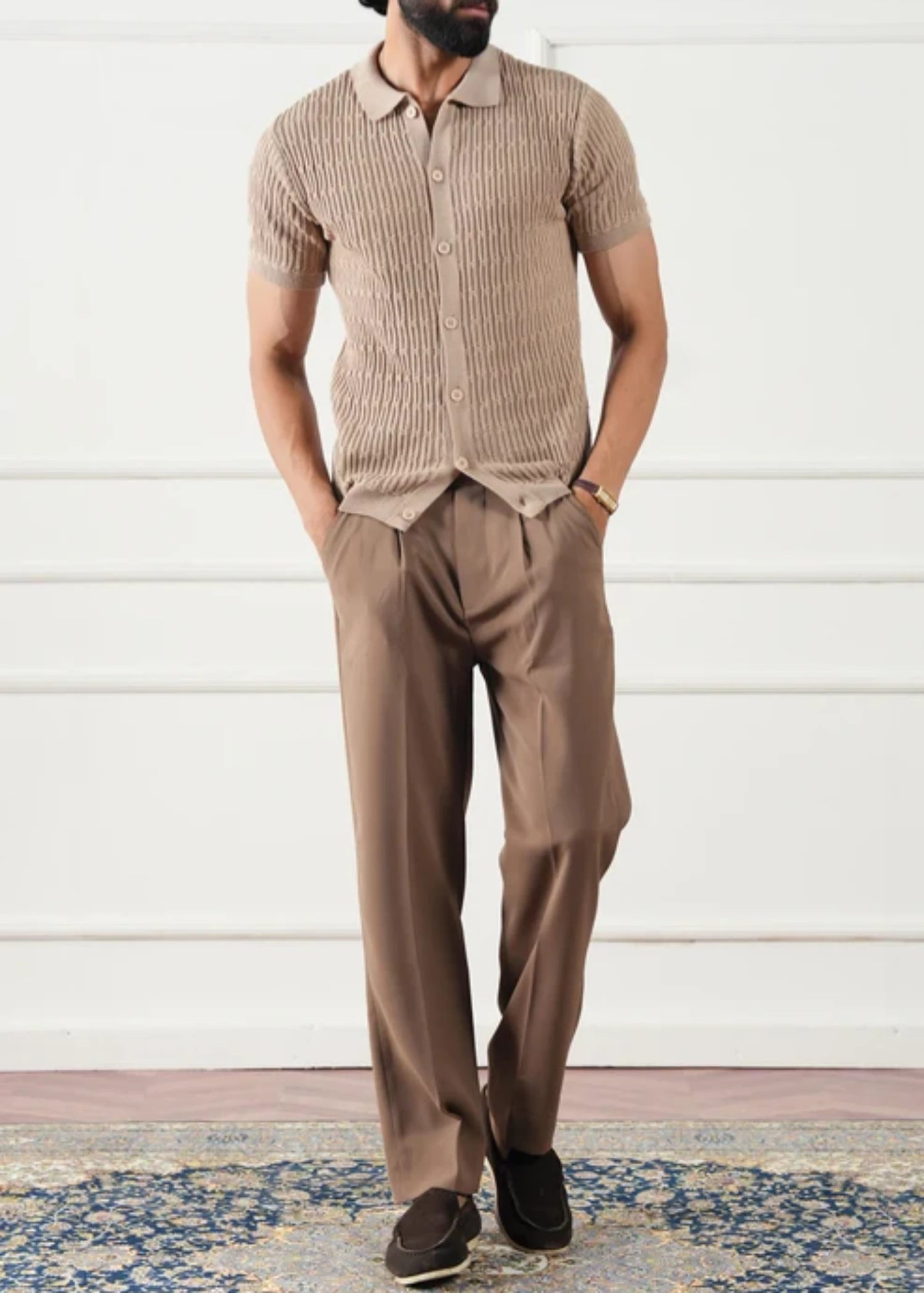 polyester Pants in Camel brown