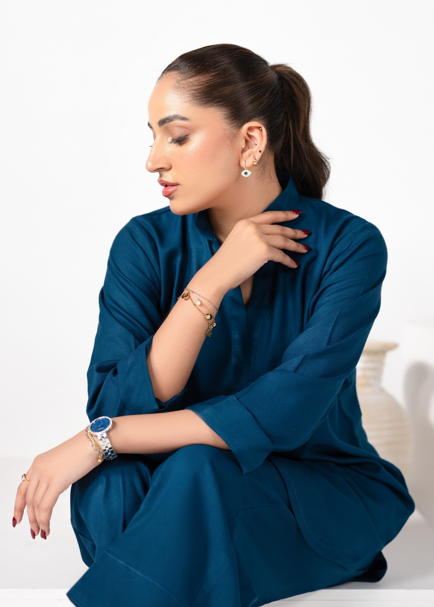 karandi Co ord Sets in Navy blue