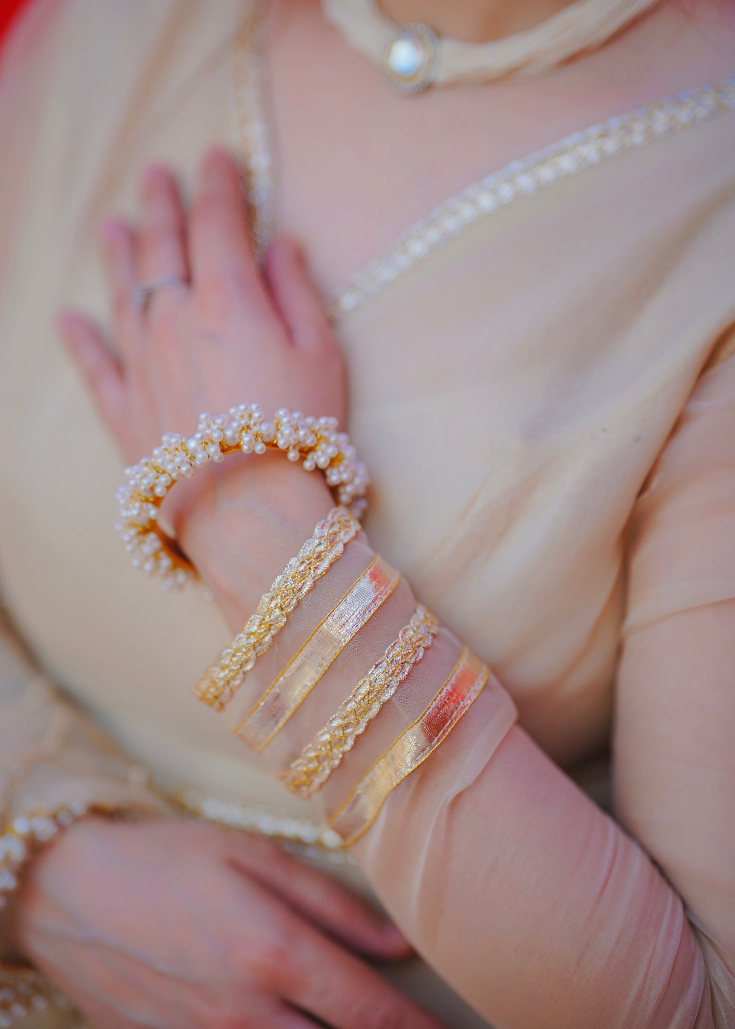 organza Pishwas in Cream
