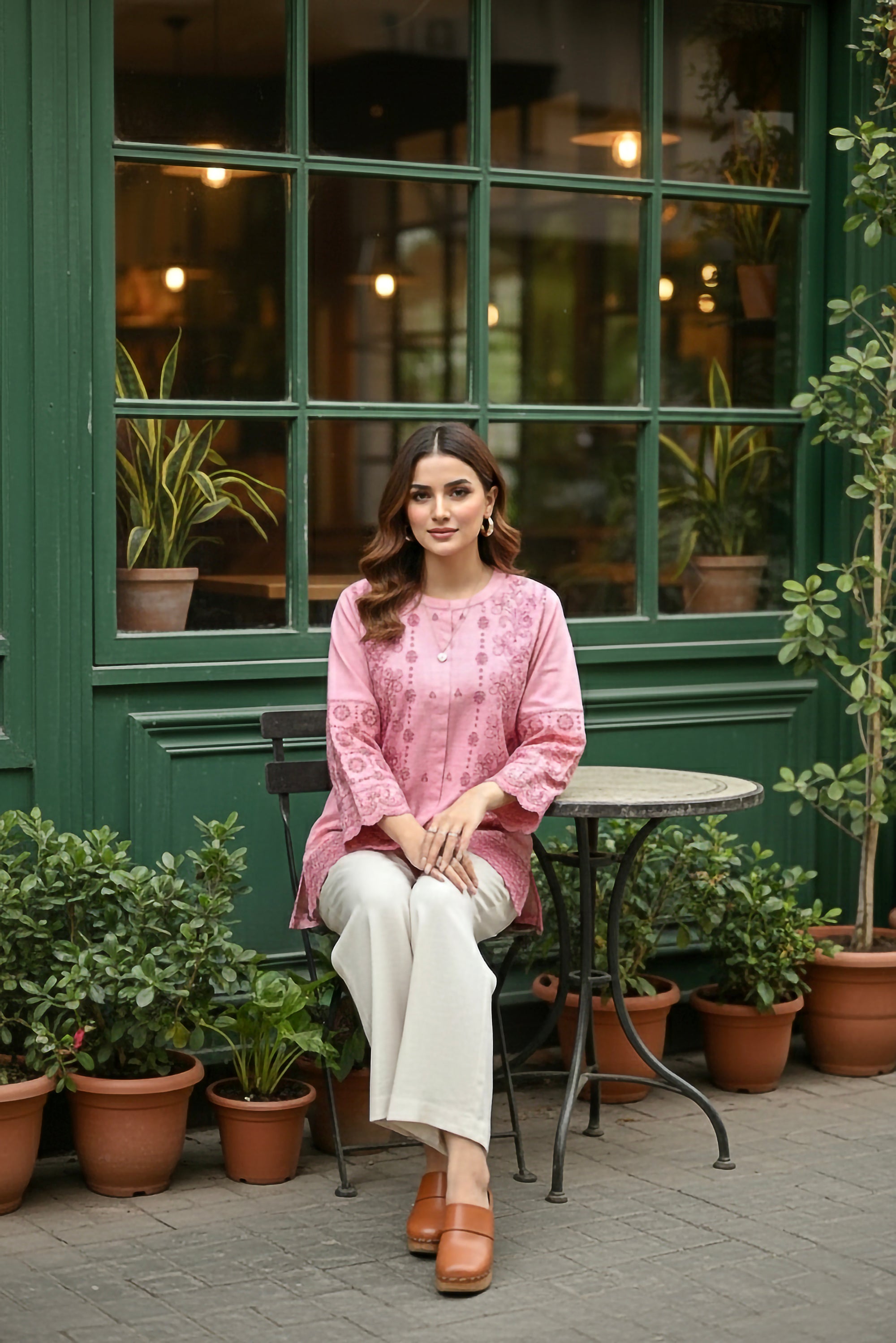 cambric Kurti in Baby pink