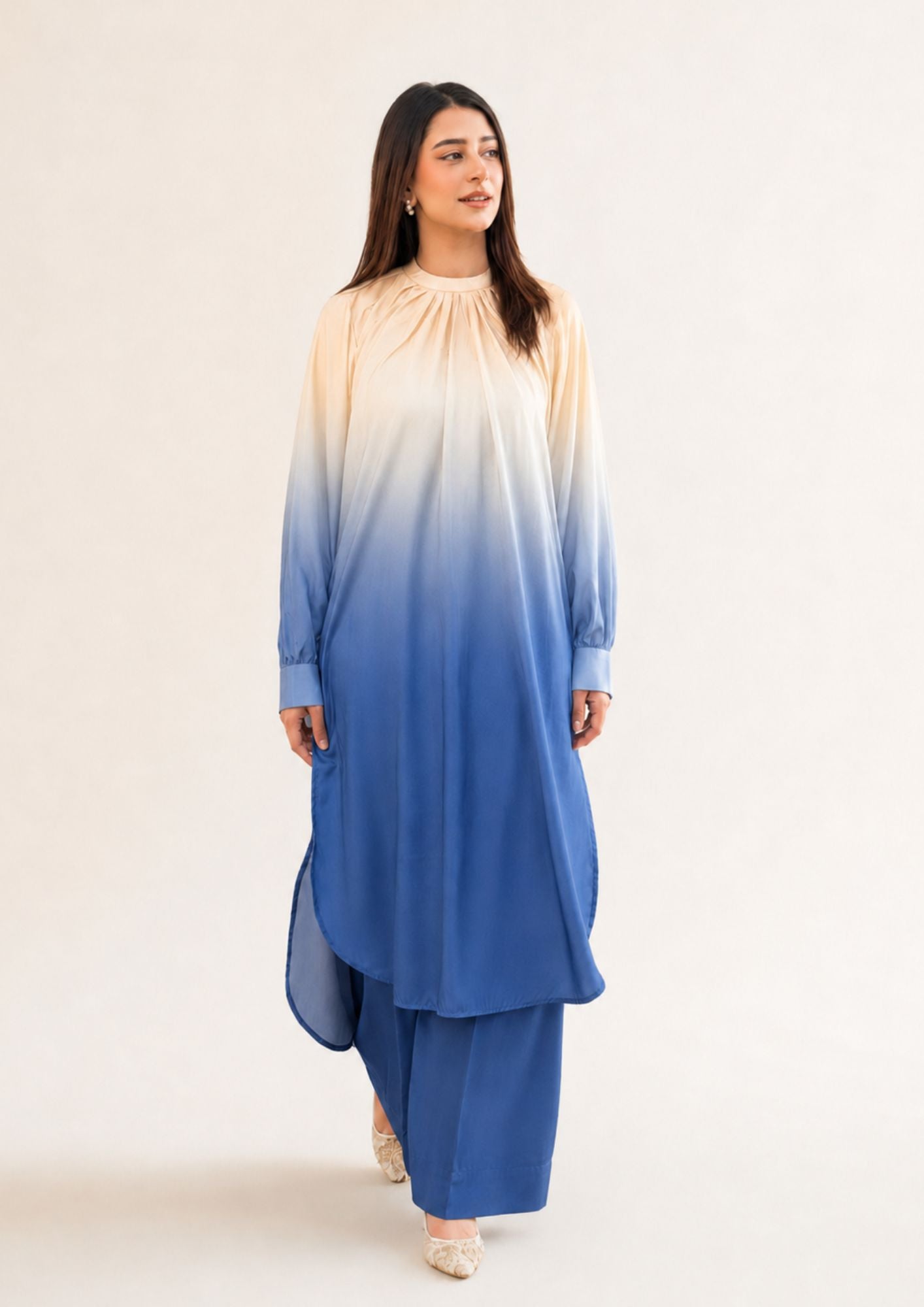 arabic lawn Co Ord Sets in Royal blue, peach orange