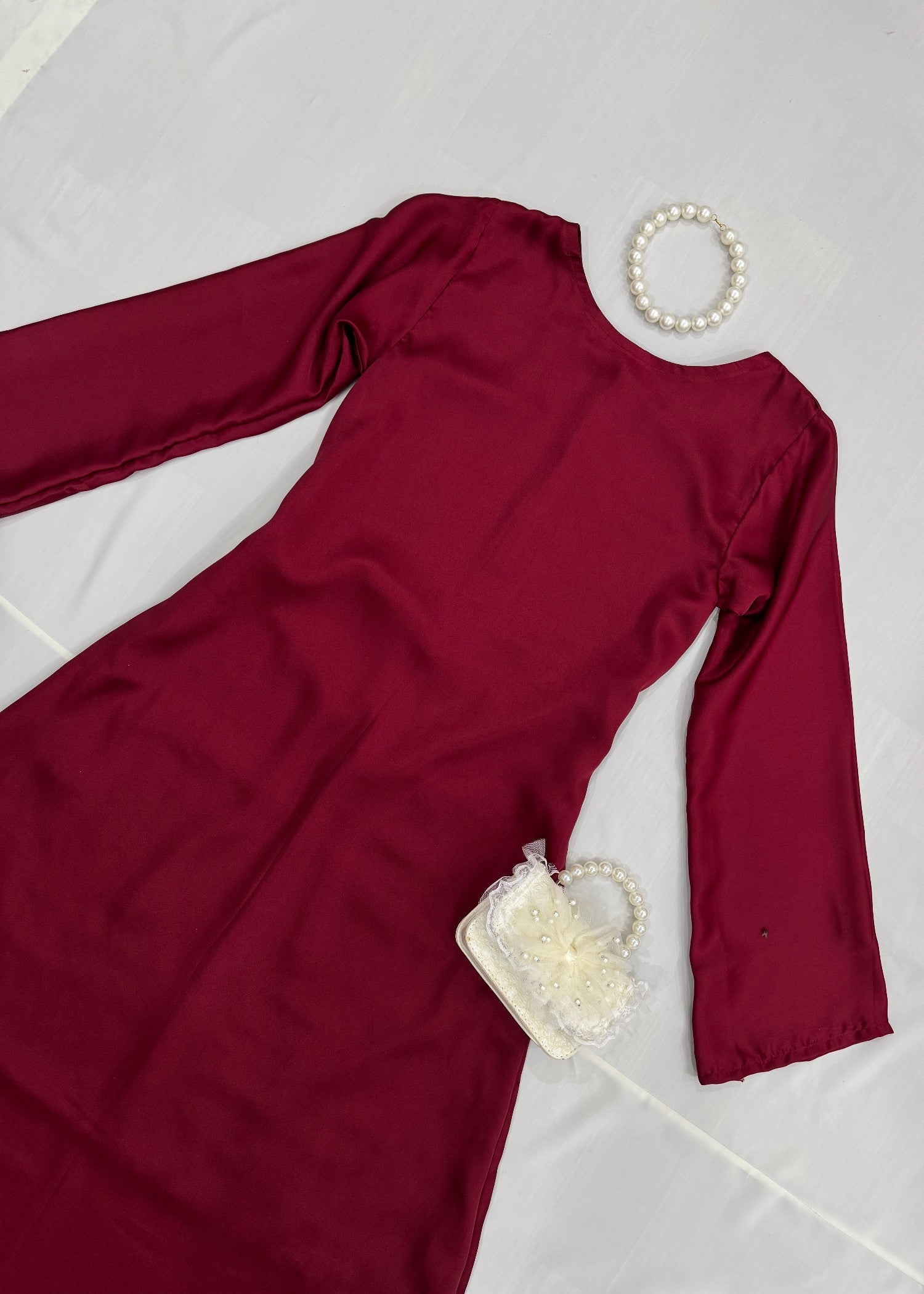 silk Dress in Maroon