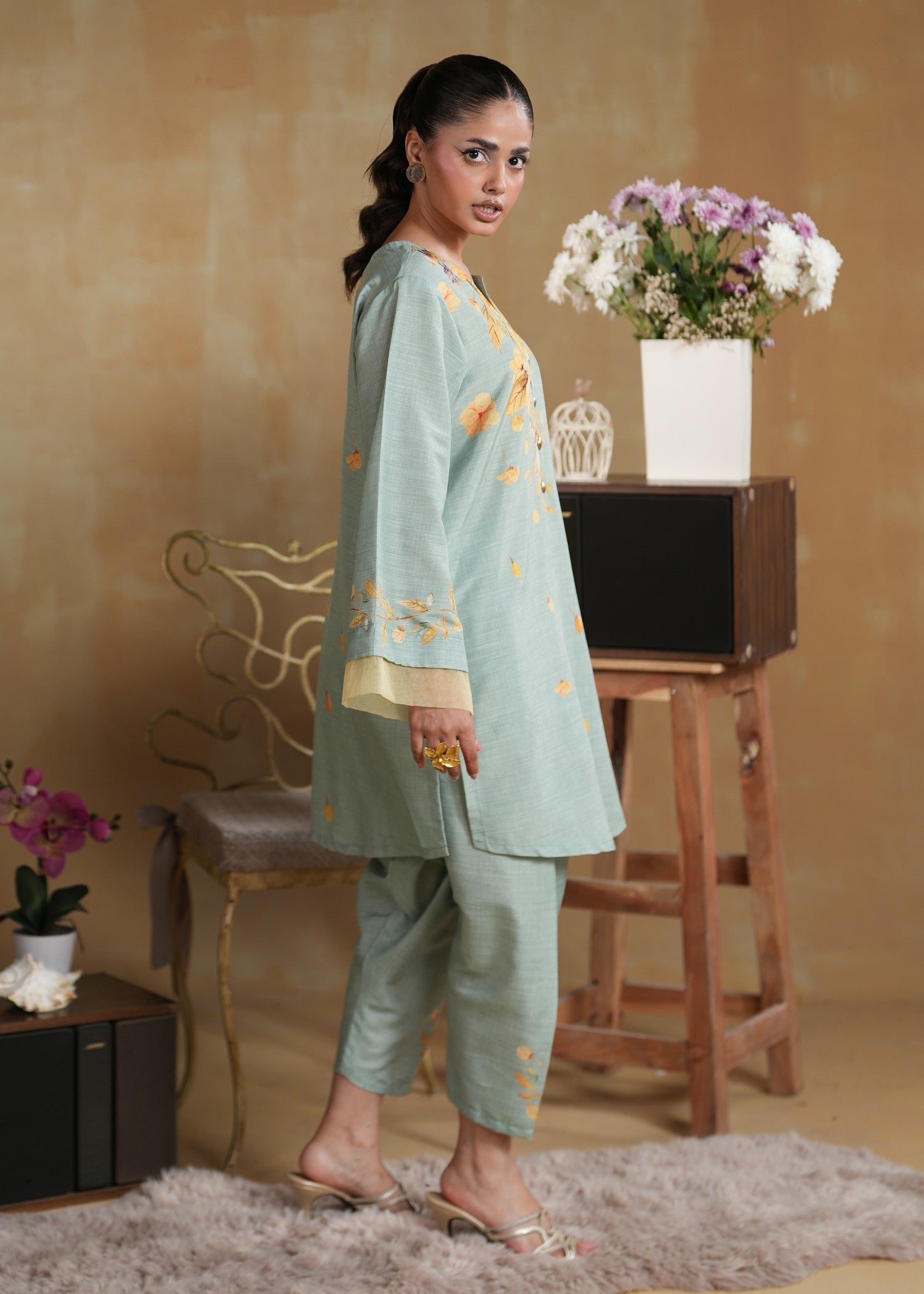 fine khaddar Co Ord Sets in Aquamarine