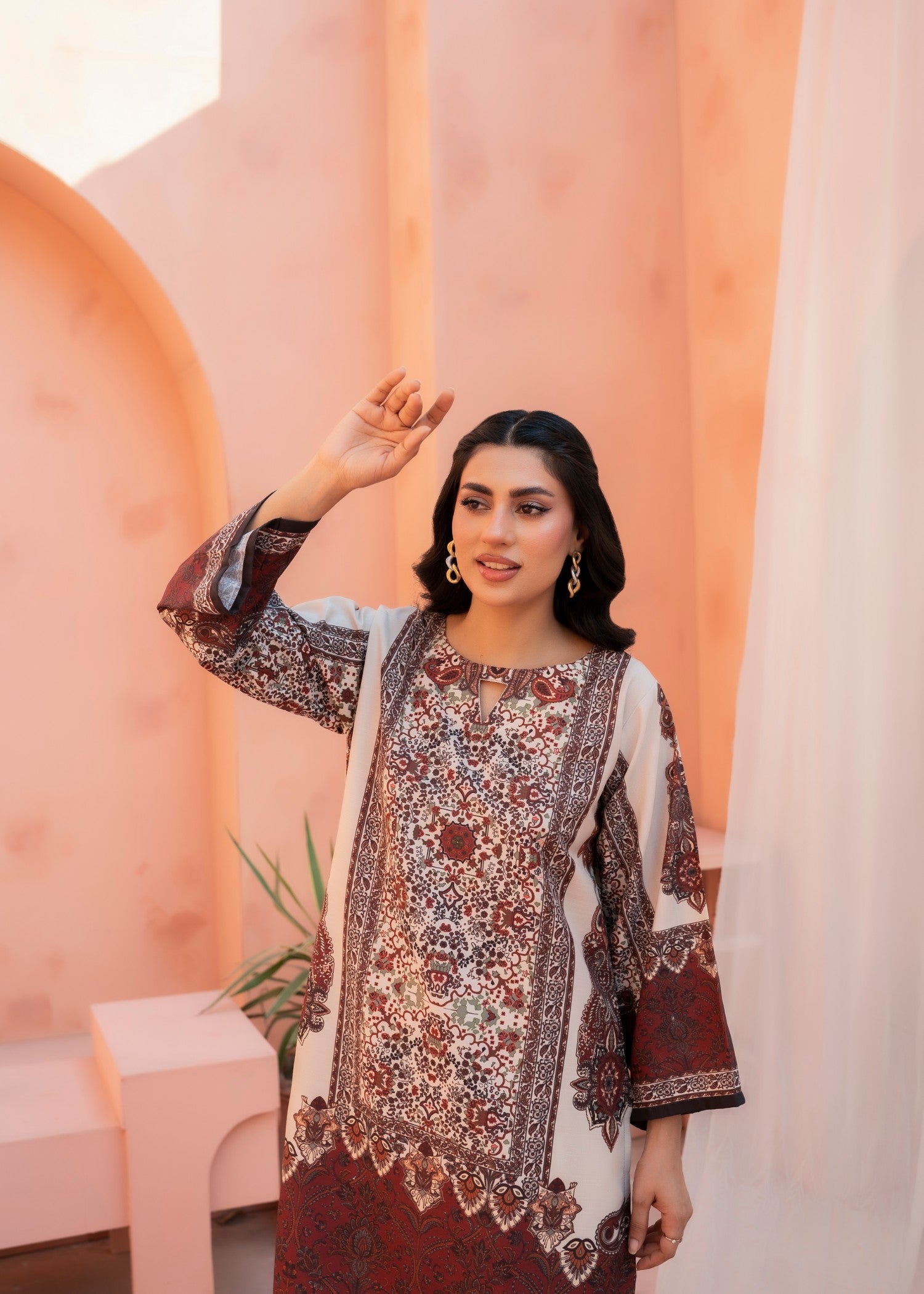 poly lawn Co Ord Sets in Tan brown, cinnamon brown