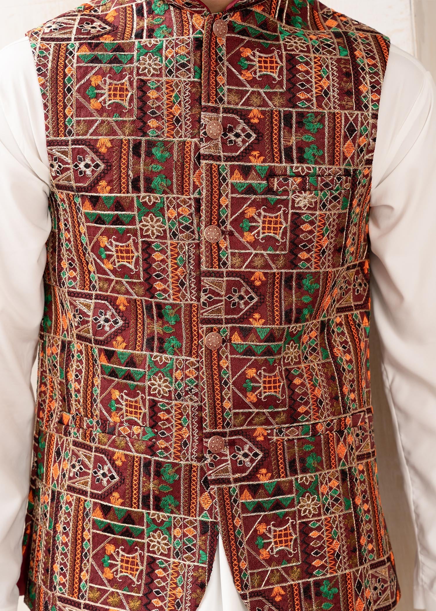 crepe Waistcoat in Multi