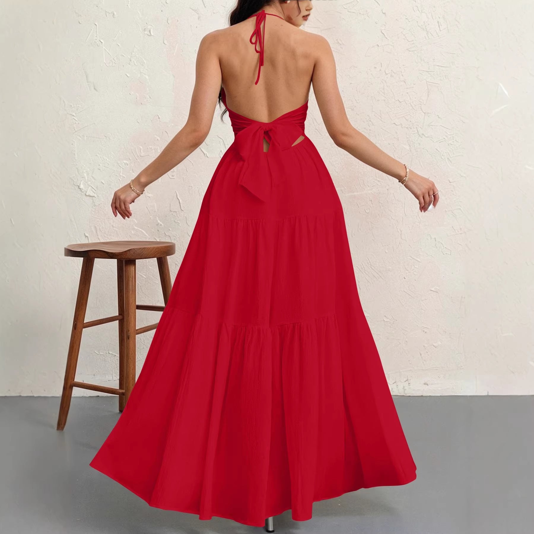 Womens Backless Halterneck Dress
