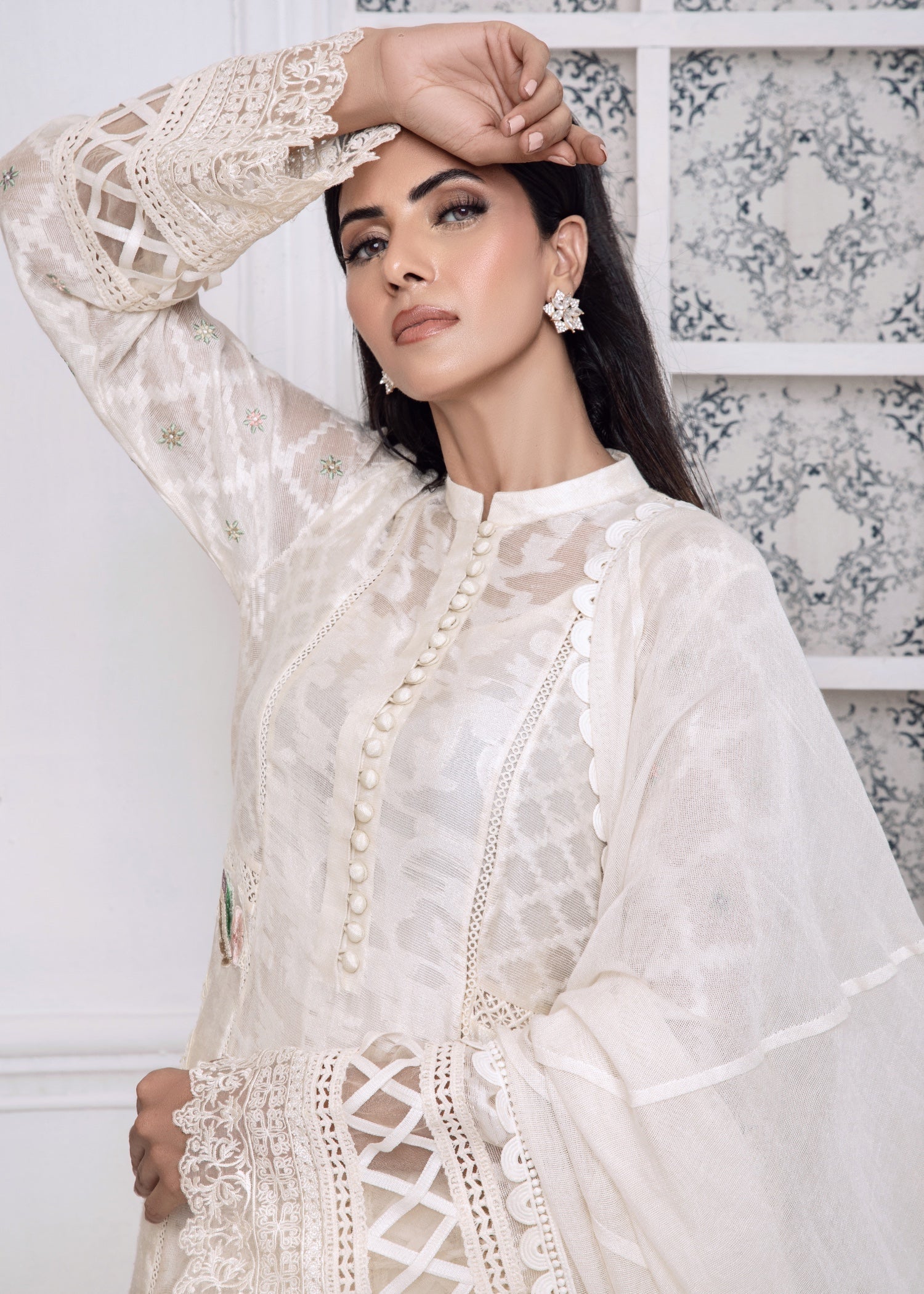 organza Kurti in Ivory