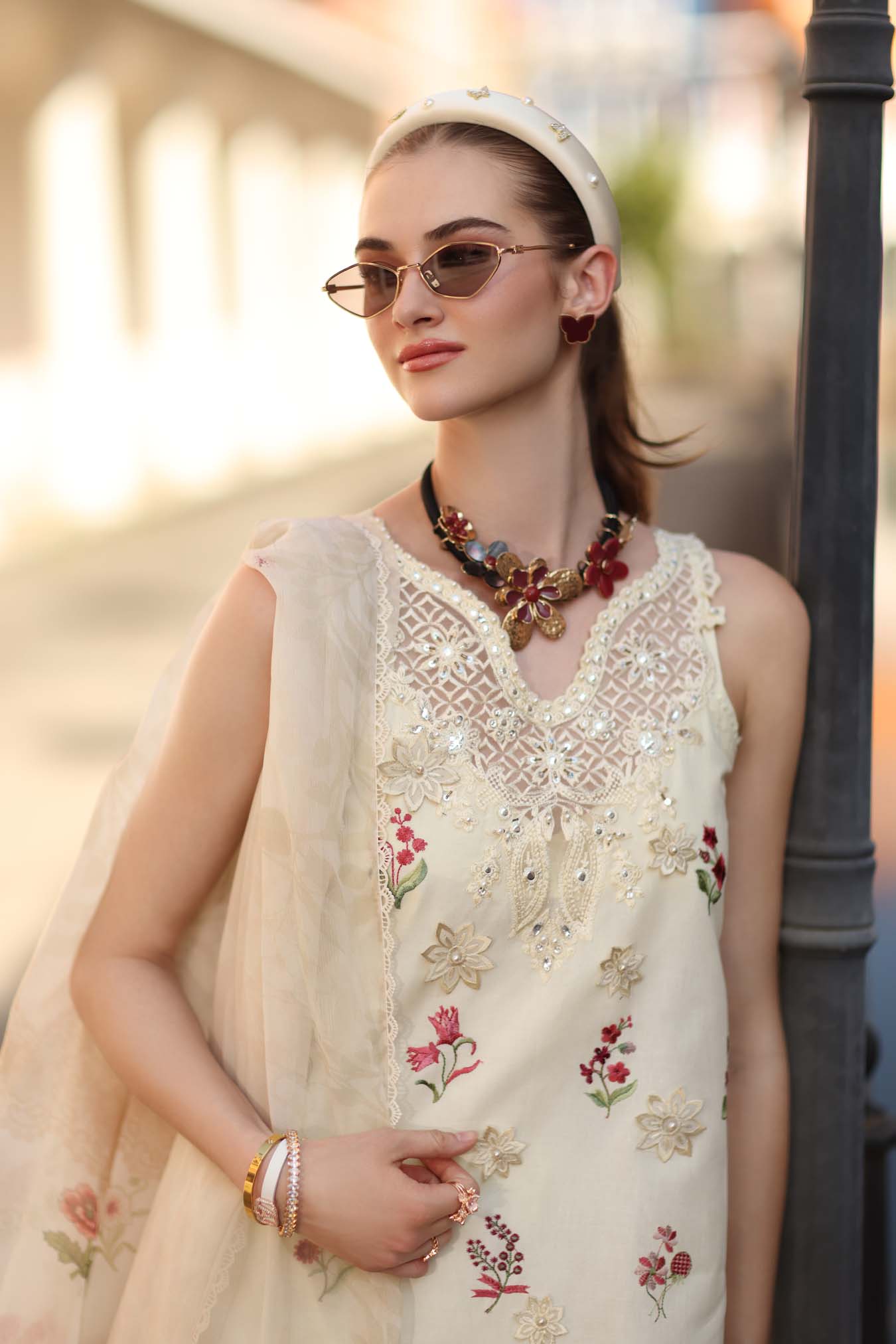 Noor Eid Luxe Printskhaas Lawn – D8 - A - Vanilla Mist