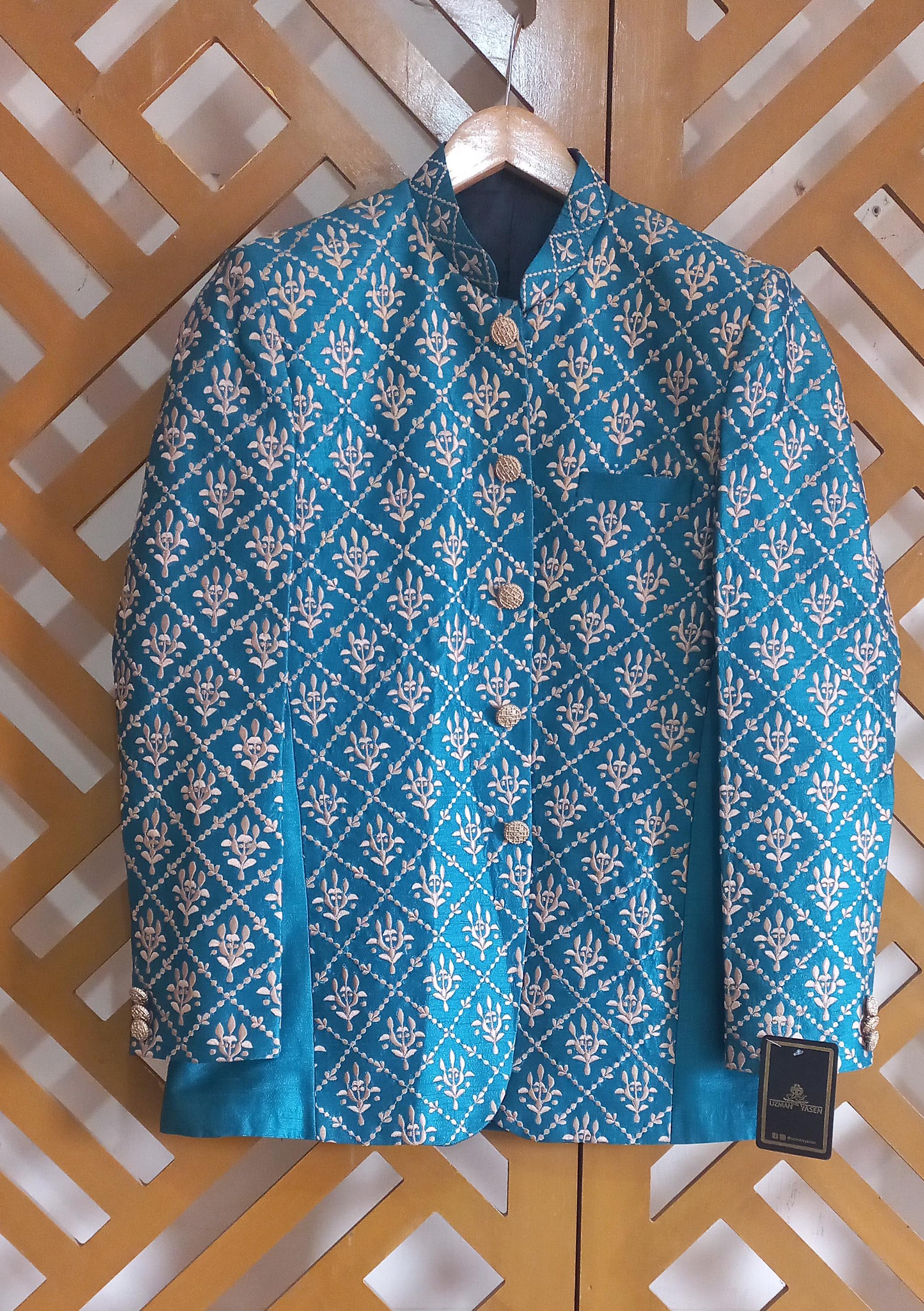 silk Prince Coat in Ocean blue