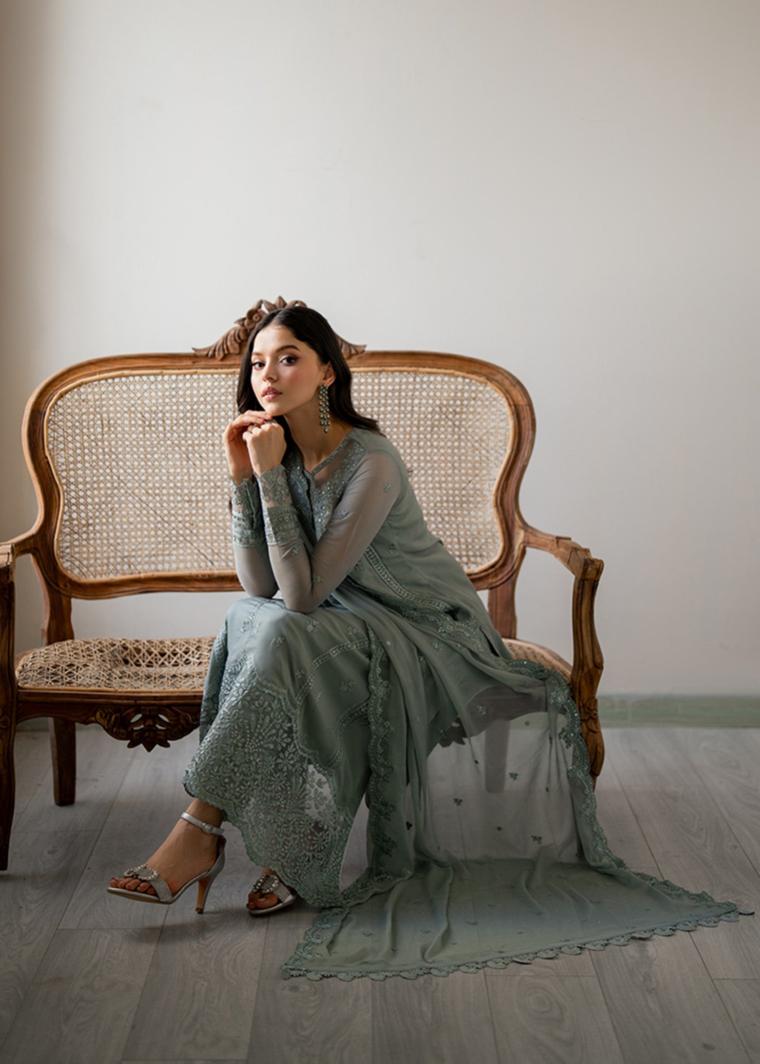 chiffon Unstitched in Pastel green