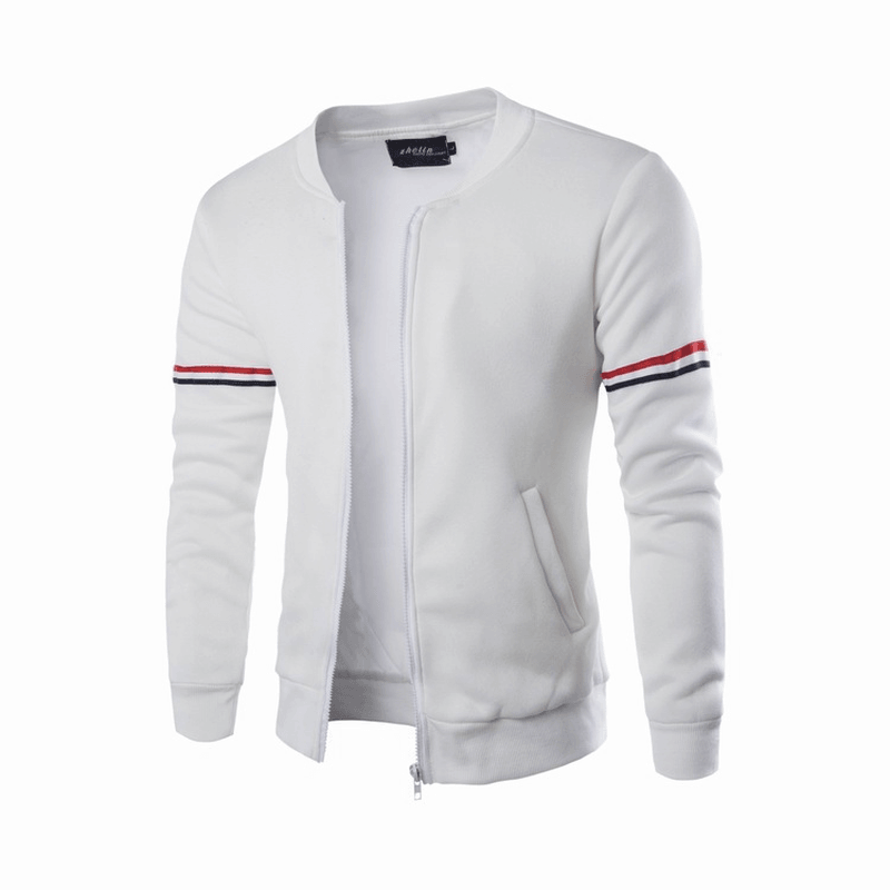 Men'S Casual Jacket Webbing Decorated Stand-Collar Sweater