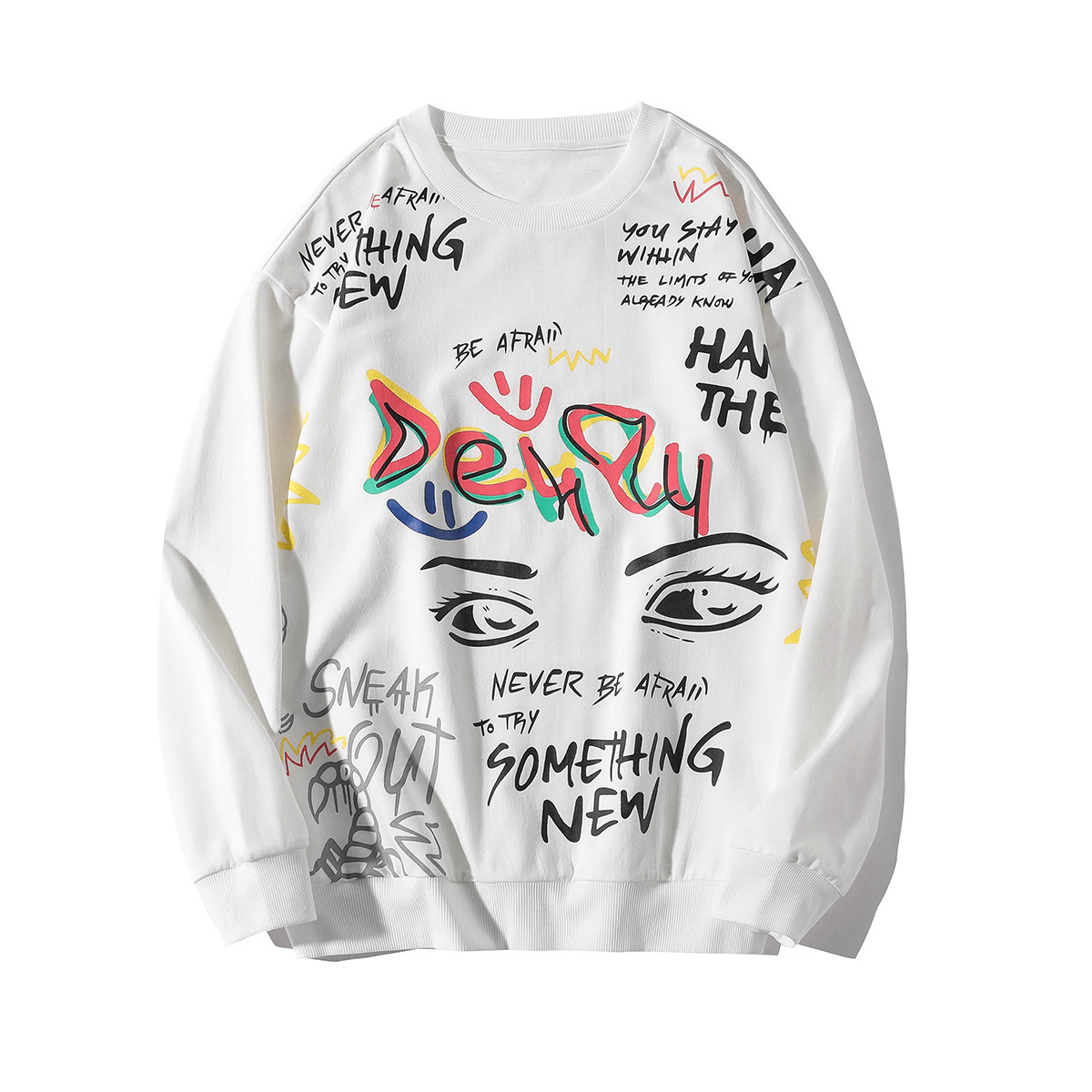 Printed Men'S Loose round Neck Long-Sleeved Sweater