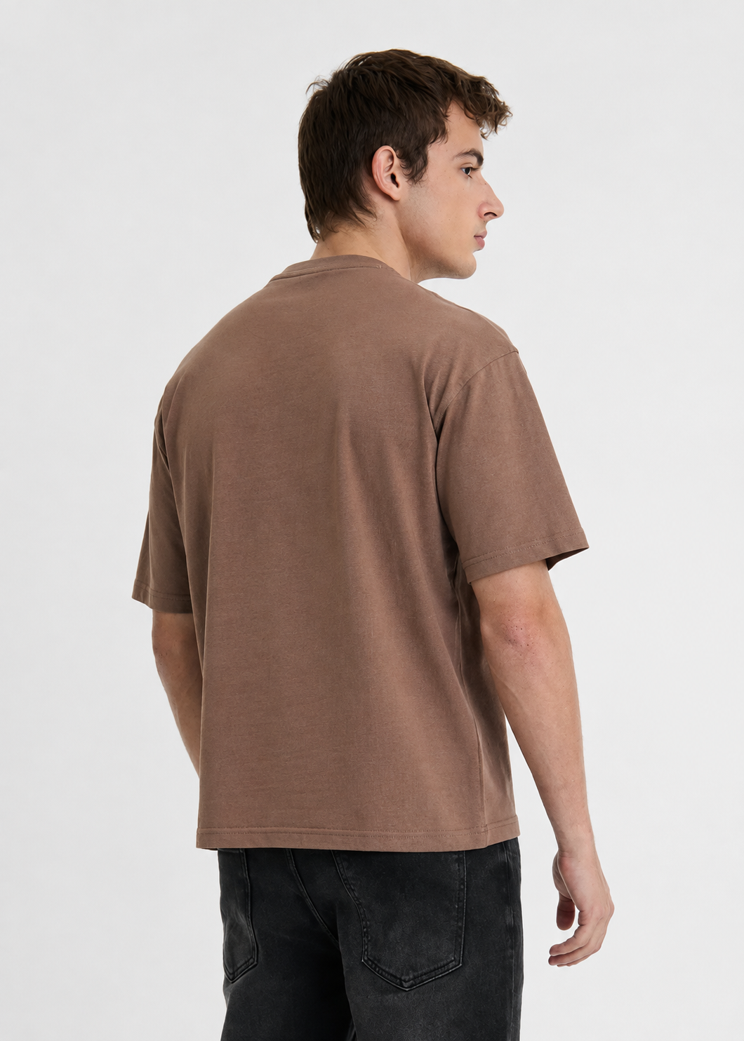 cotton T Shirt in Mocha brown