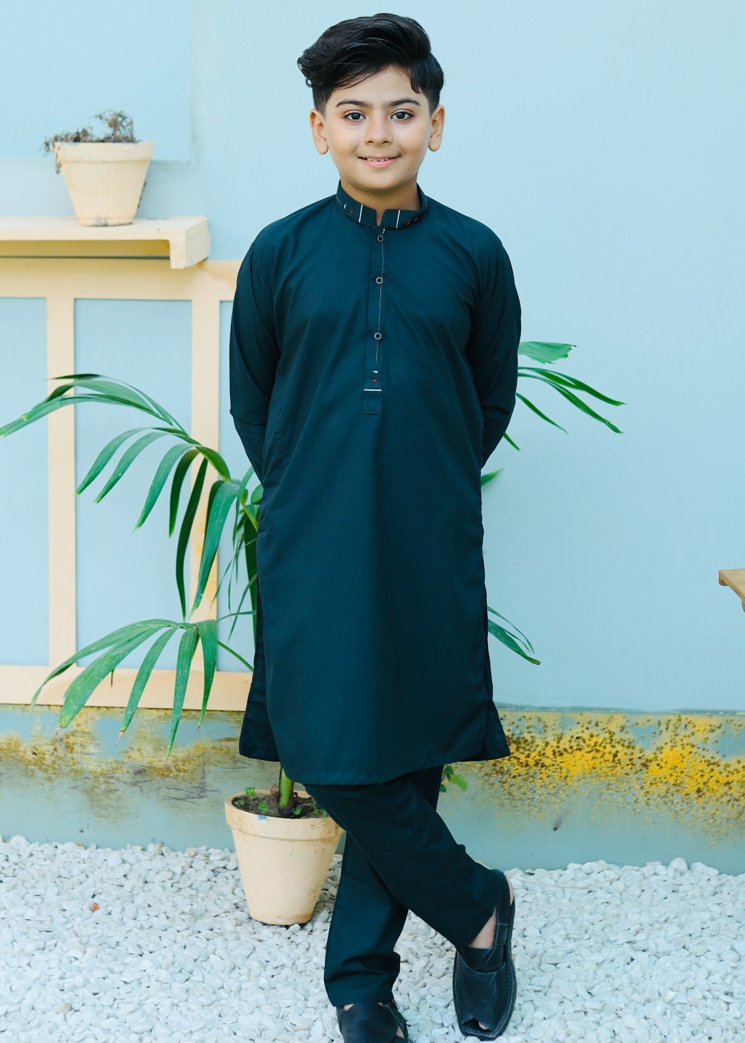 wash & wear Kurta Set in Pine green